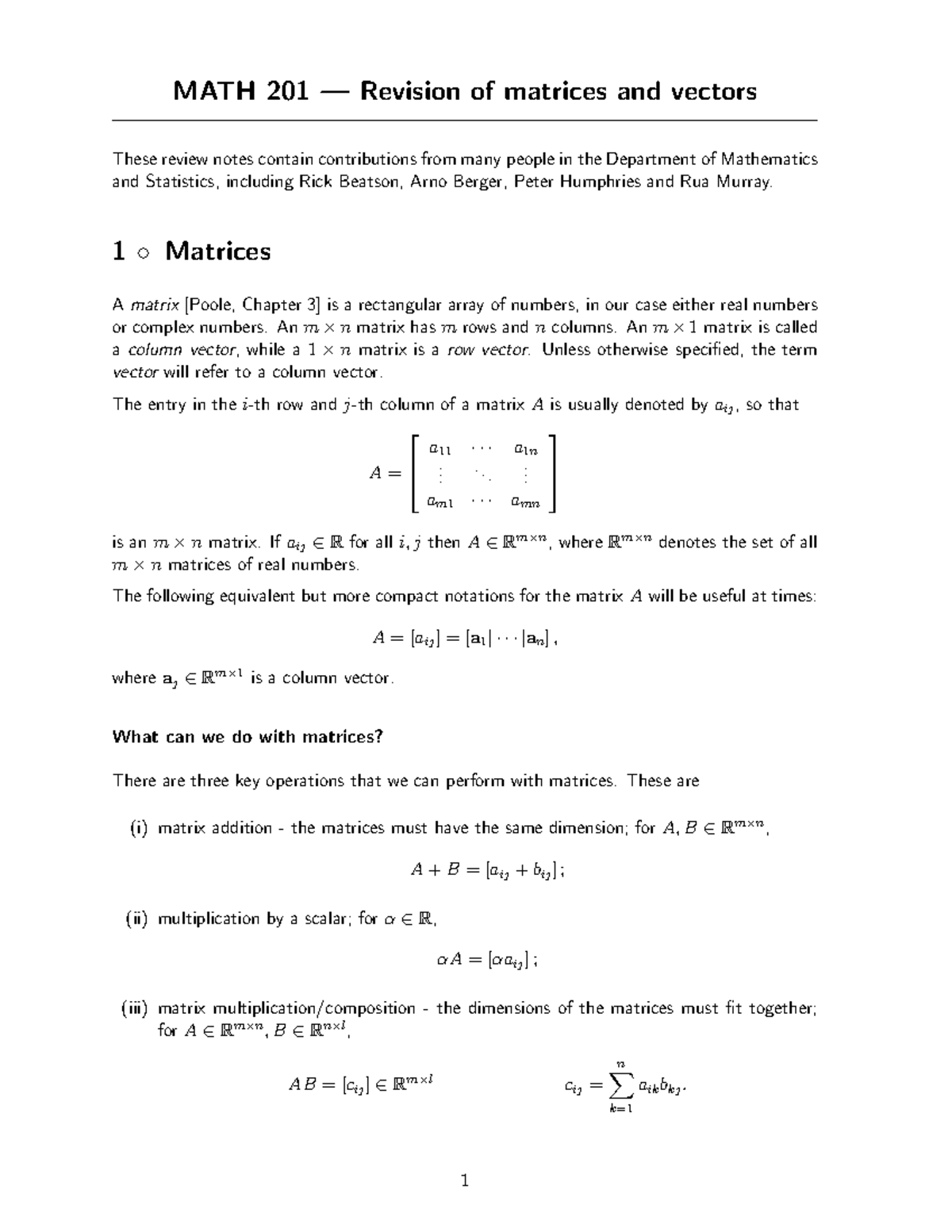Background - revision pre reqs for math201 - MATH 201 — Revision of ...