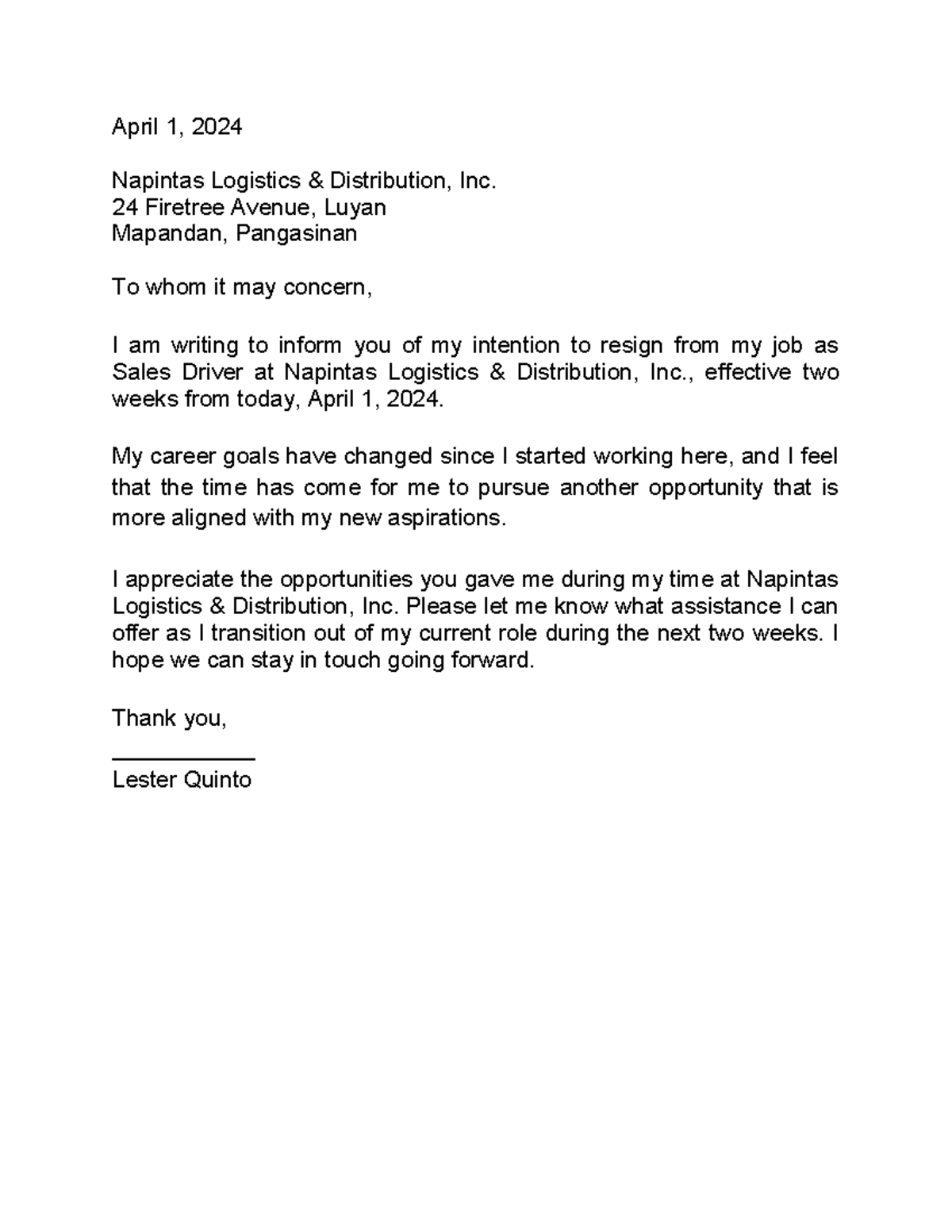 Resignation letter example free download - April 1, 2024 Napintas ...