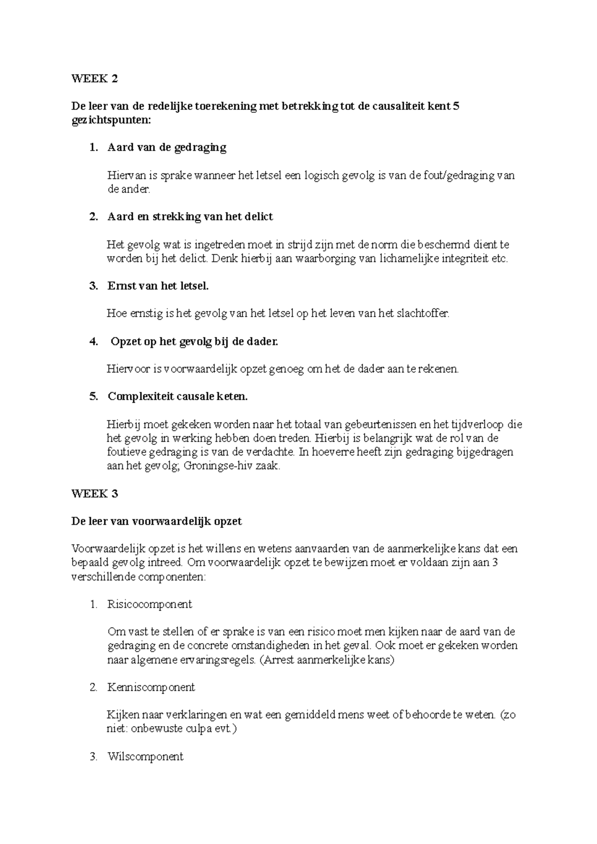 Selectieve samenvatting strafrecht WEEK 2 De leer van de redelijke toerekening met betrekking Selectieve samenvatting strafrecht WEEK 2 De leer van de redelijke toerekening met betrekking