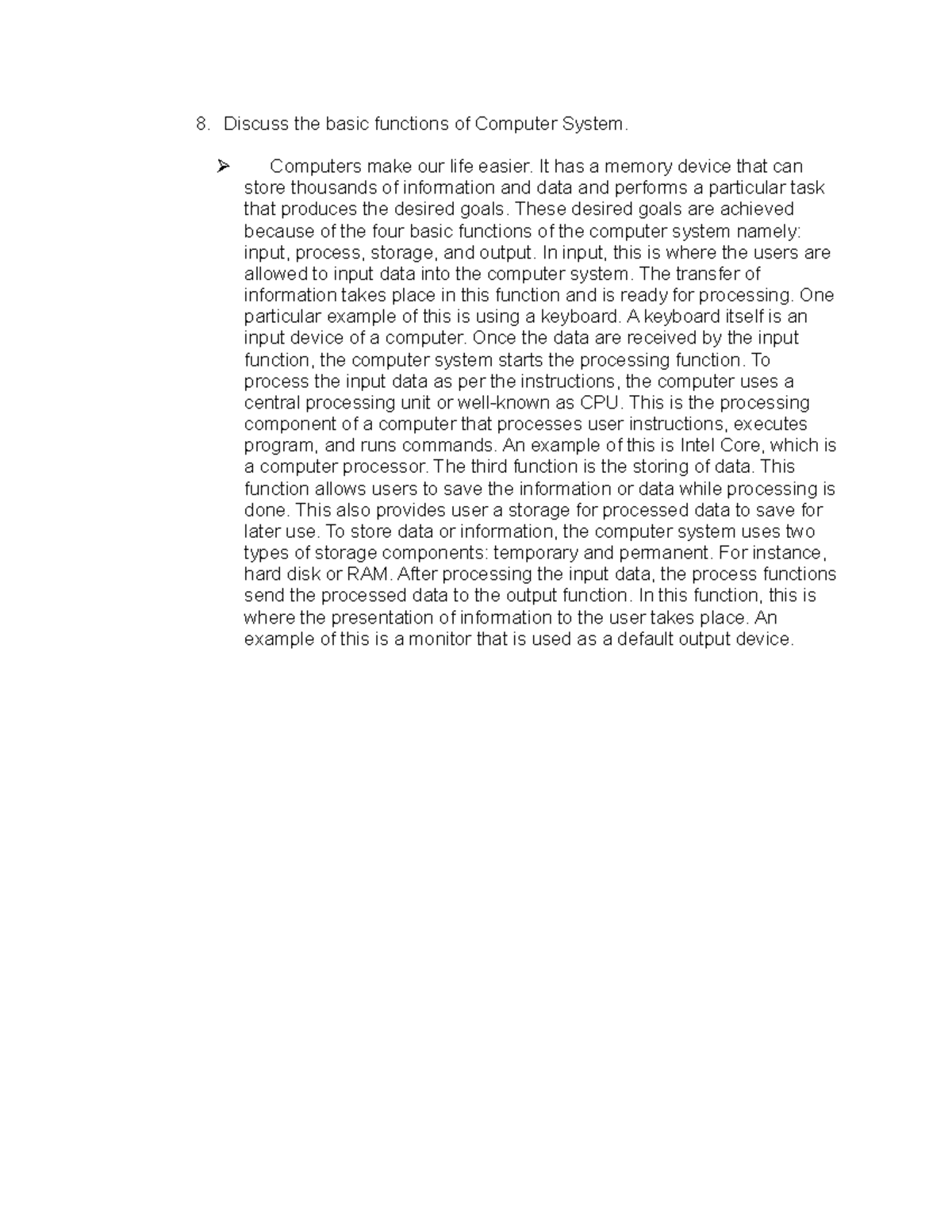 Discuss THE Basic Function OF Computer System - Discuss the basic ...