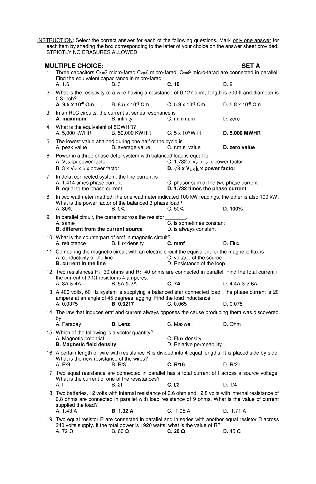 EE-questionaires - Terms and Question - INSTRUCTION: Select the correct ...