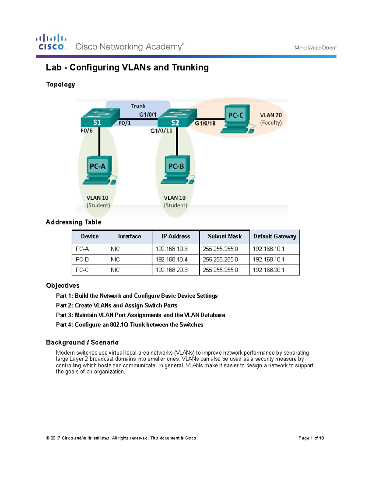 Lab3a - Configuring VLANs and Trunking - converted by abcdpdf - © 2017 ...