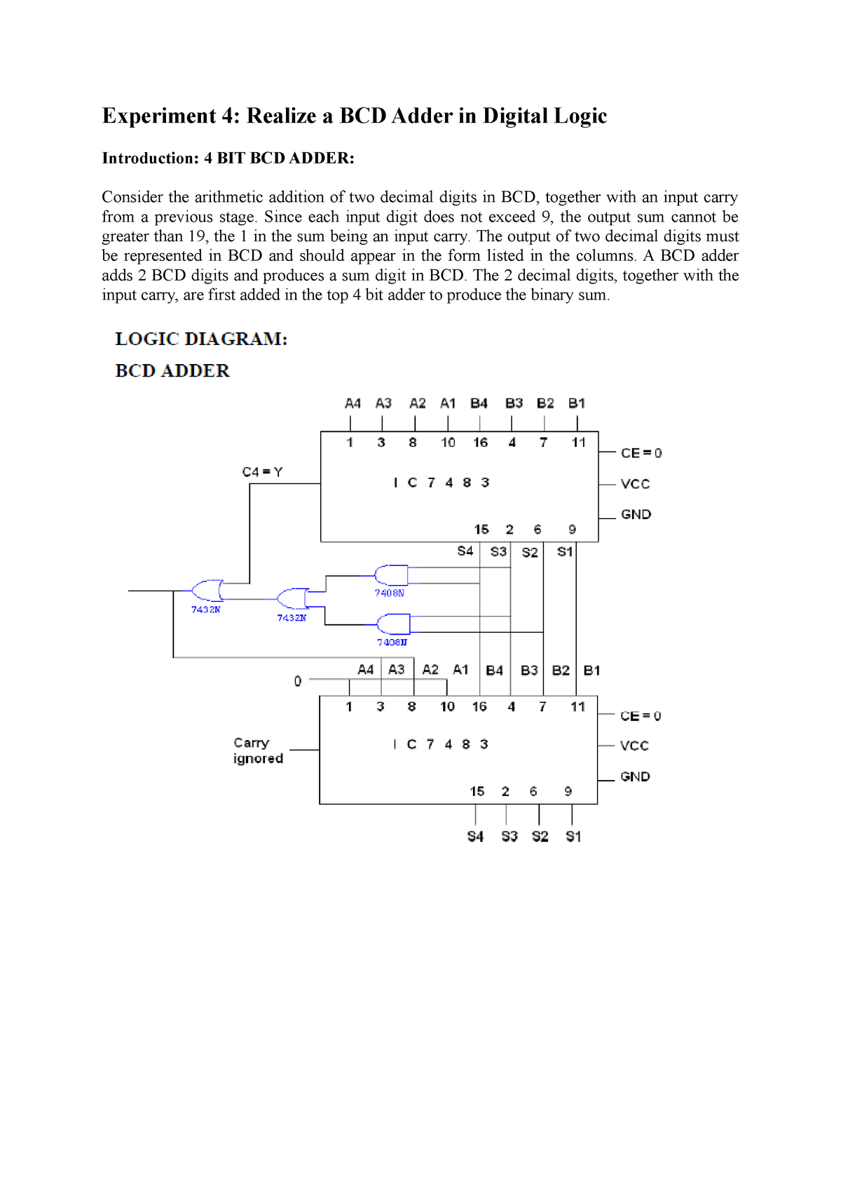 bcd adder experiment