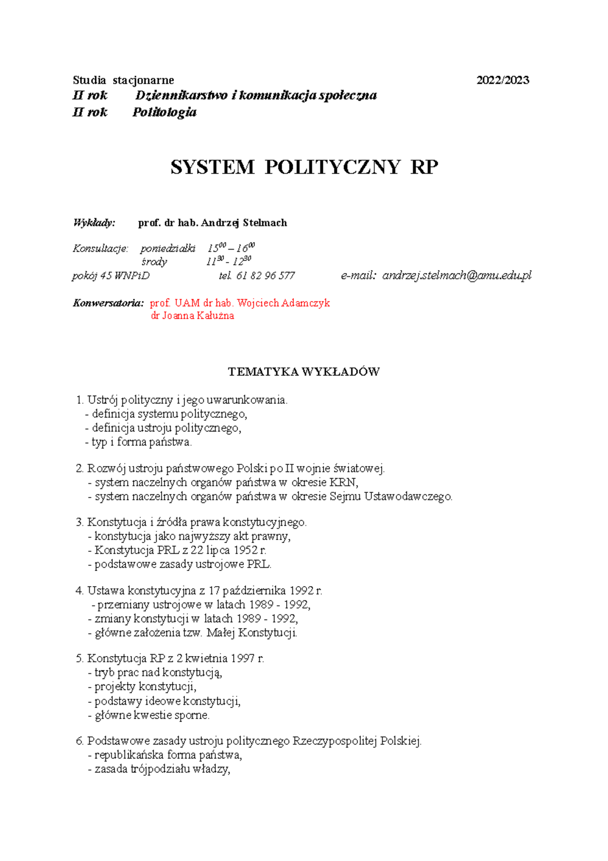 Program SPRP II Di KS i Pol - Studia stacjonarne 2022/ II rok ...