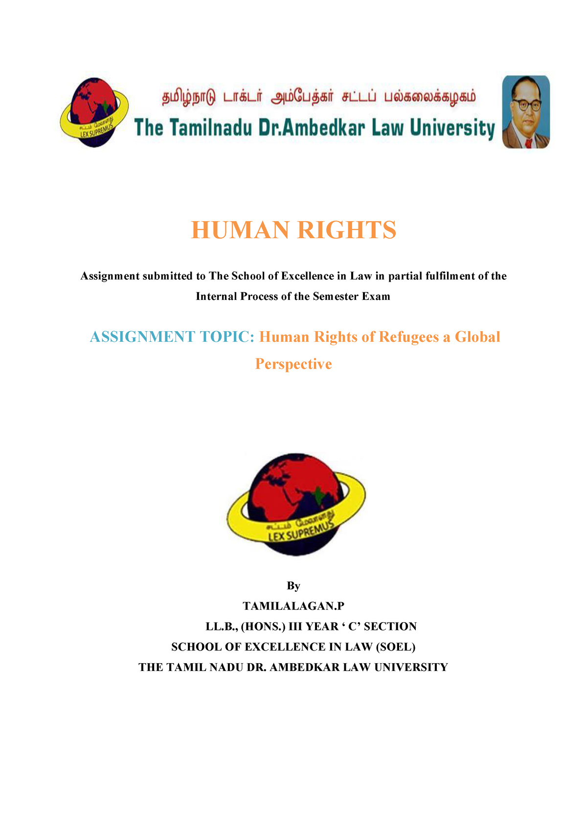 human rights assignment front page design