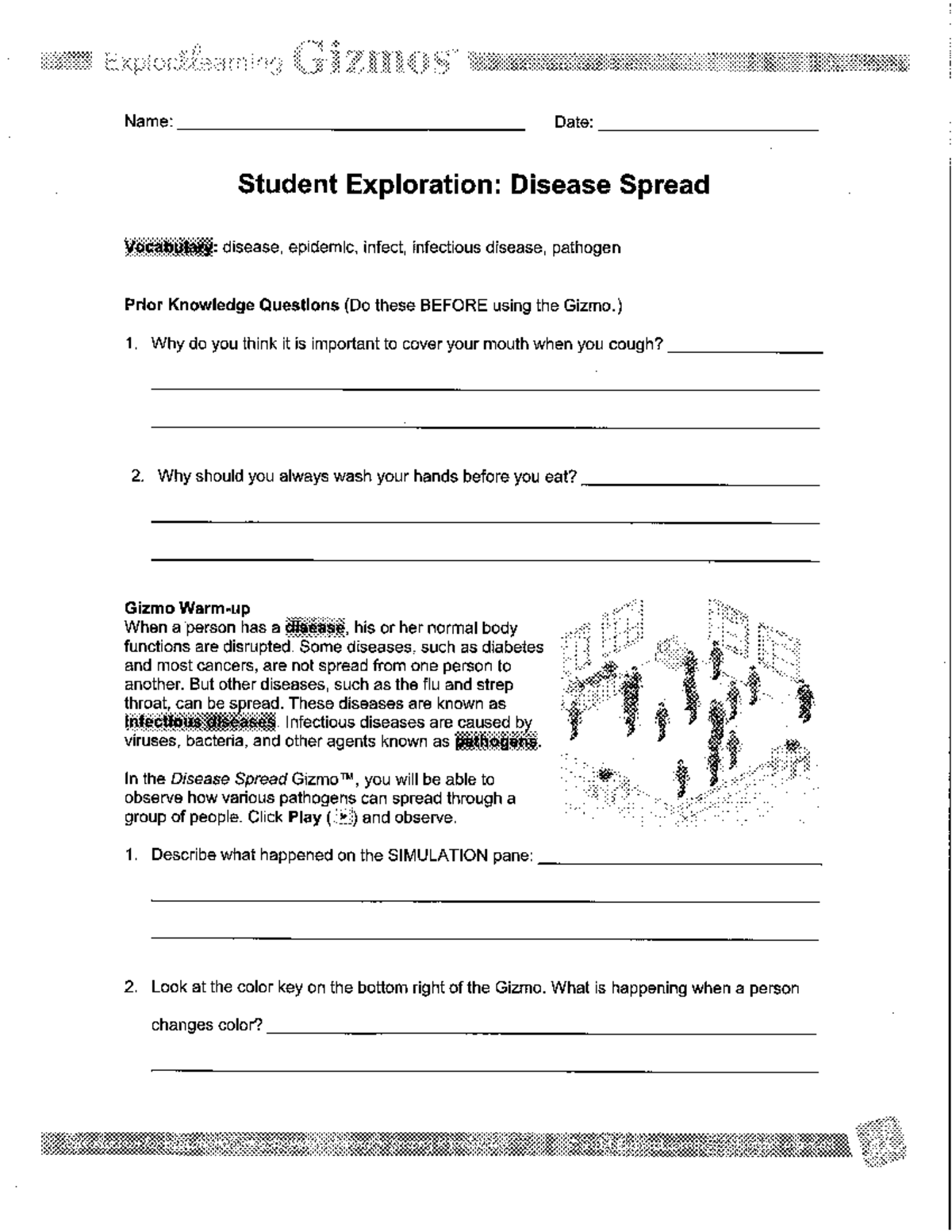 Disease Spread Gizmo student worksheet Bio 130 Studocu