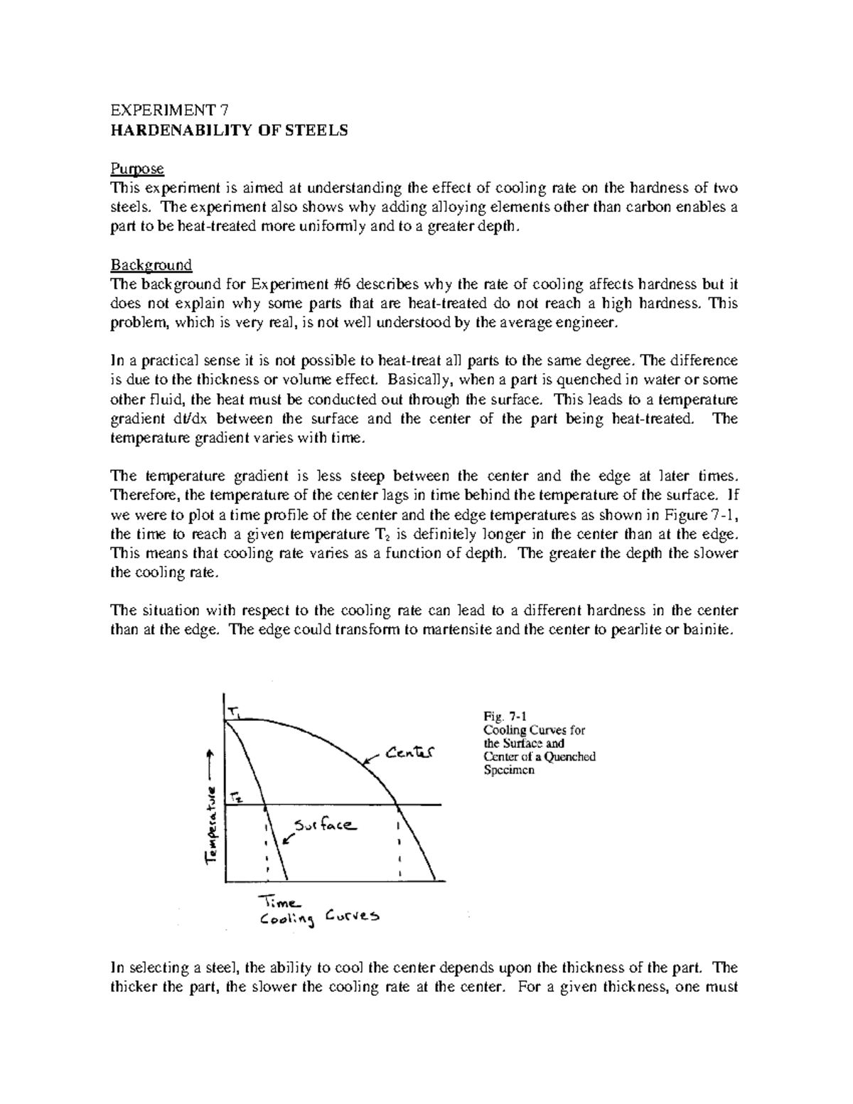 7-Hardenability of Steel - EXPERIMENT 7 HARDENABILITY OF STEELS Purpose ...