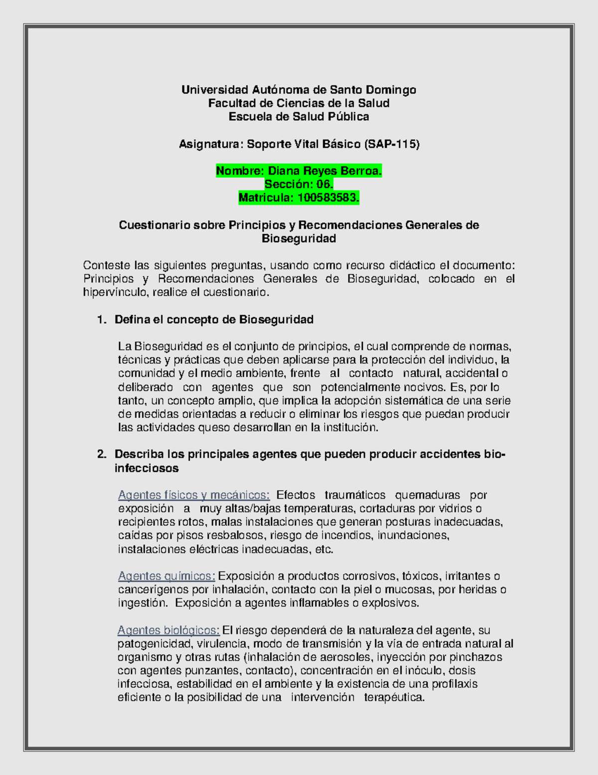 Cuestionario De Bioseguridad - Universidad Autónoma De Santo Domingo ...