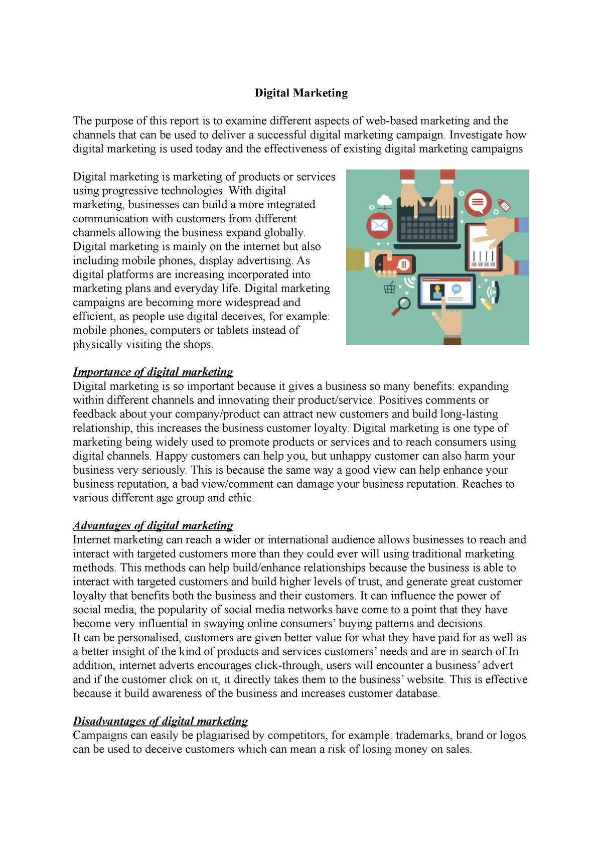 digital marketing dissertation report