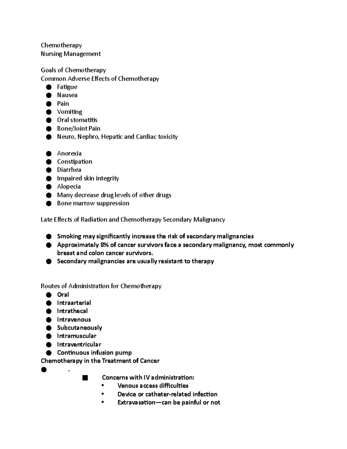 Oncology part 2 Lecture - Chemotherapy Nursing Management Goals of ...