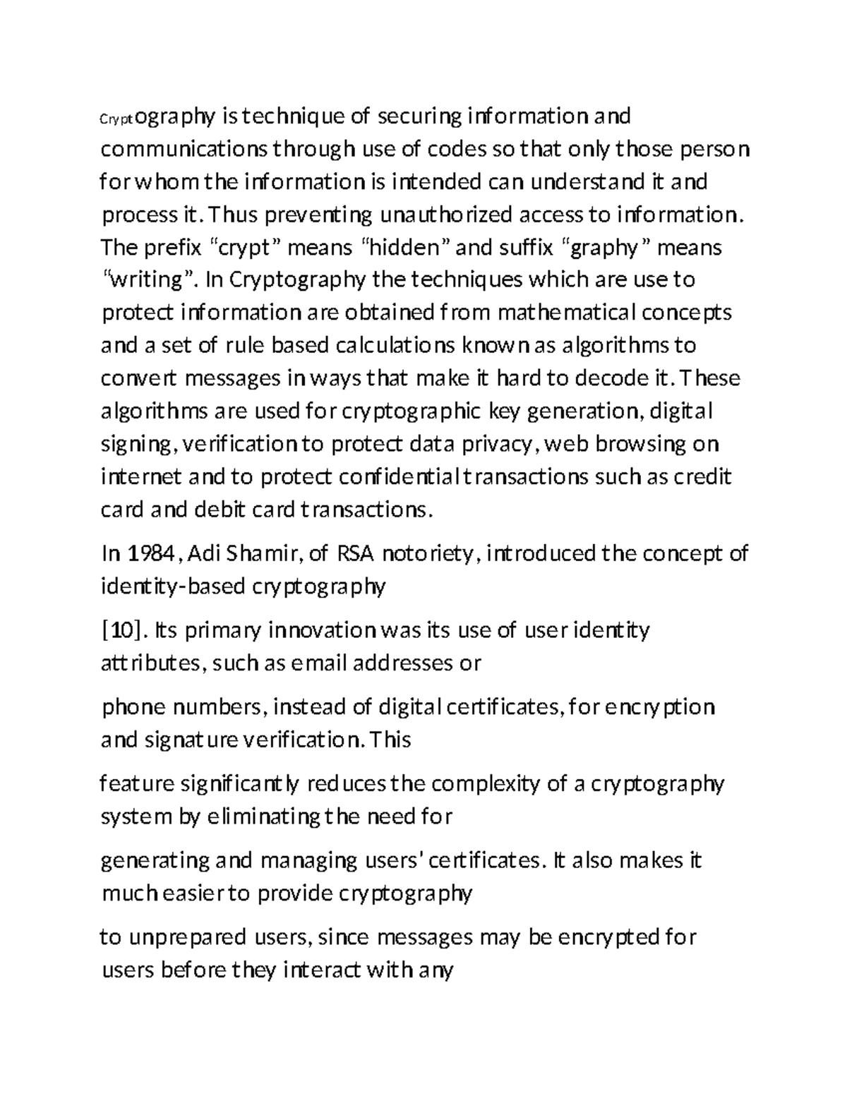 Cryptography challenges - Cryptography is technique of securing ...