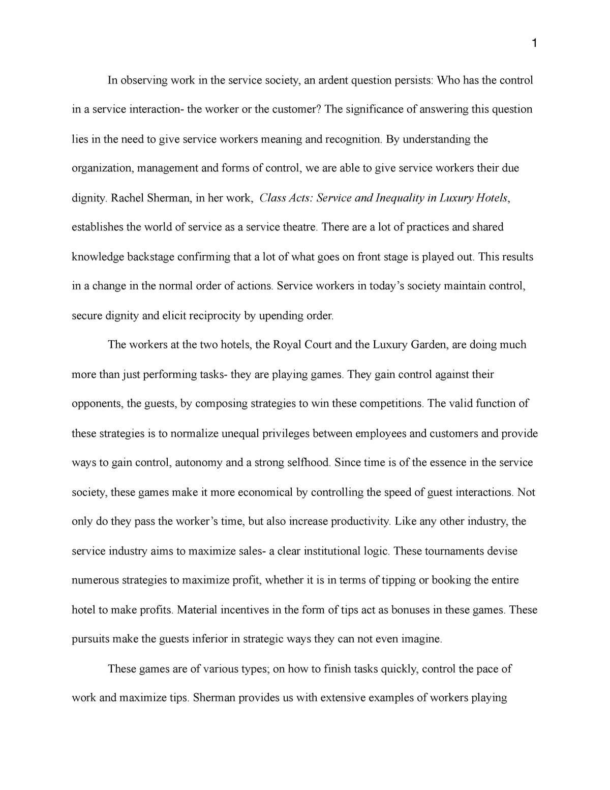 Sociology Essay 2 Grade A 1 In Observing Work In The Service Society An Ardent Question Studocu