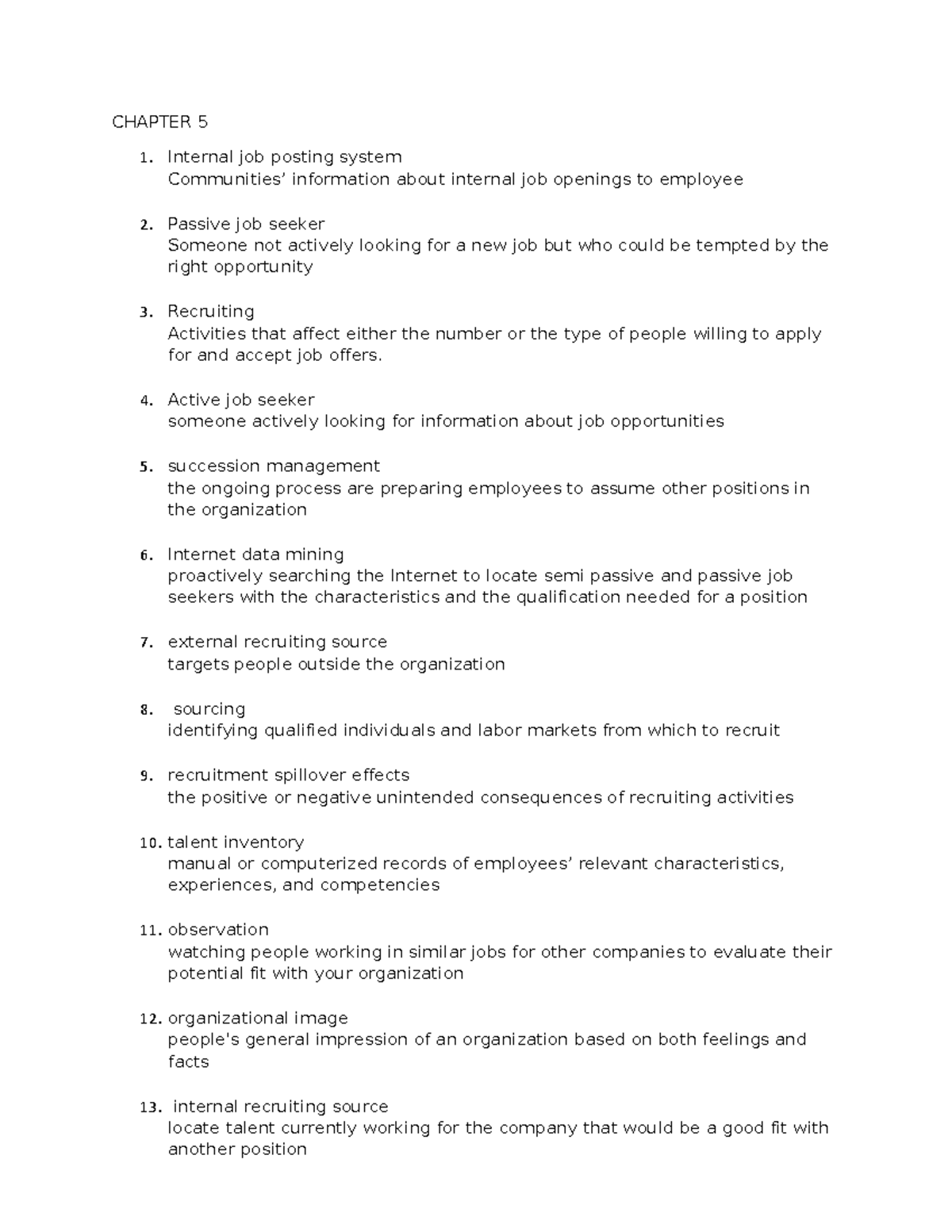 Chapter 5 - class notes - CHAPTER 5 Internal job posting system ...