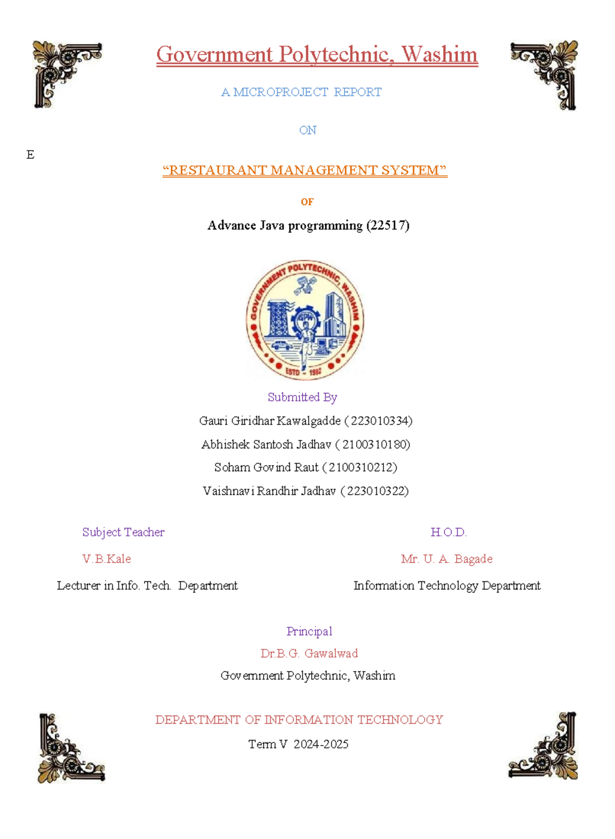 Ajp project - Government Polytechnic, Washim A MICROPROJECT REPORT ON E ...