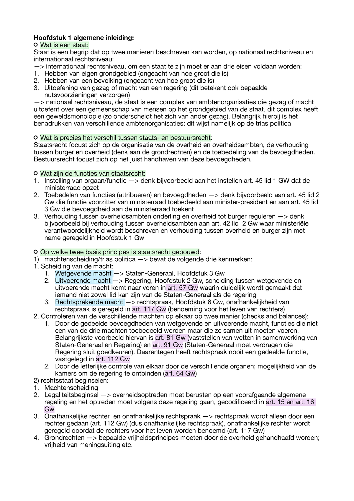 Staatsrecht Samenvatting - Hoofdstuk 1 Algemene Inleiding: Wat Is Een ...