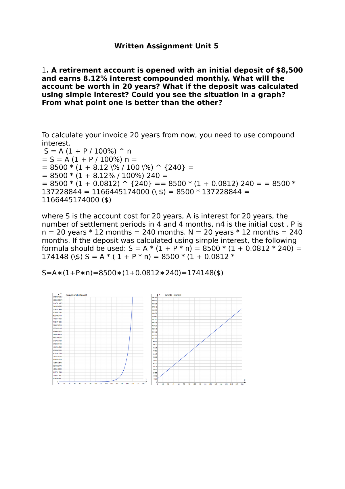 written assignment unit 5 math 1201