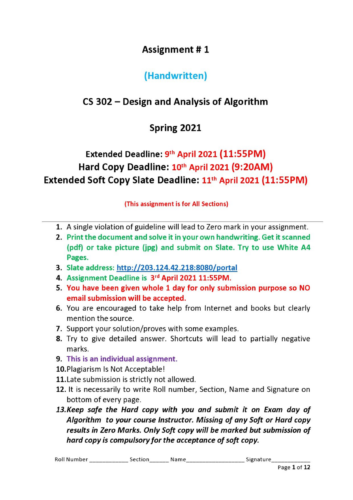 Assignment 1 All Sections Spring 2021 - Design And Analysis Of ...