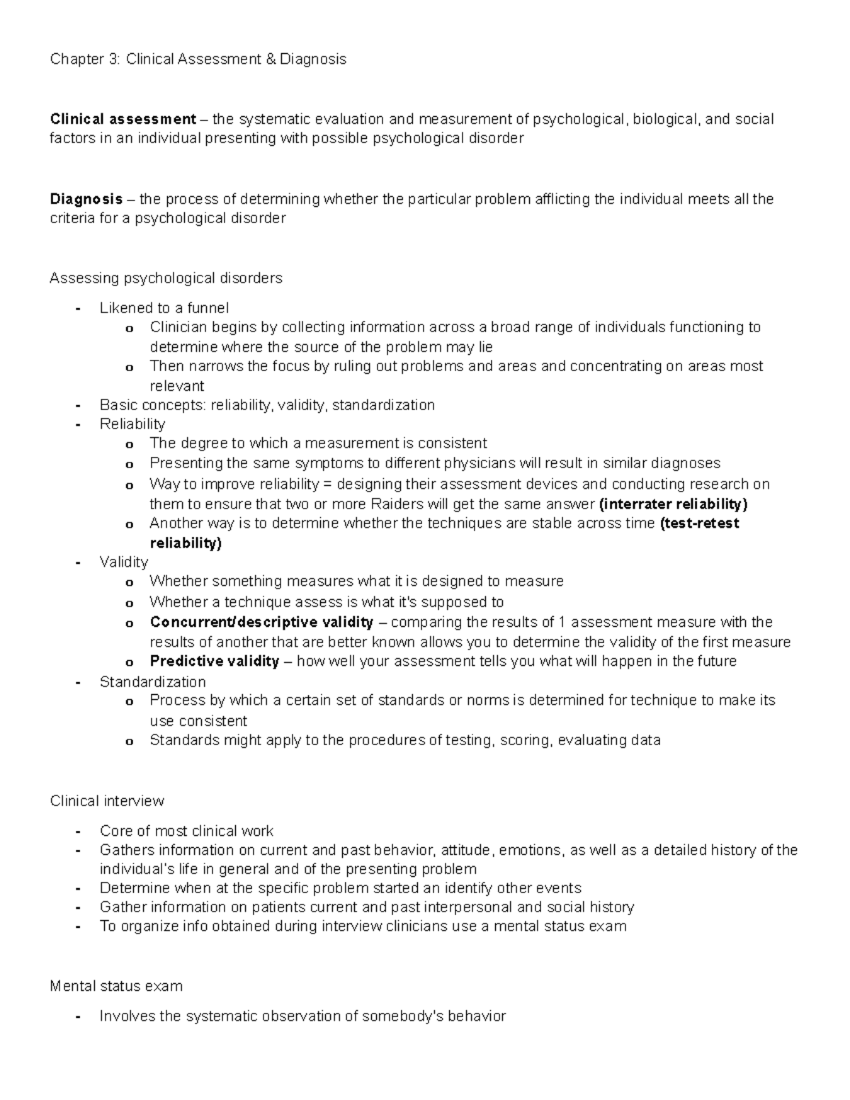 Chapter 3 - Lecture Notes 3 - Chapter 3: Clinical Assessment ...