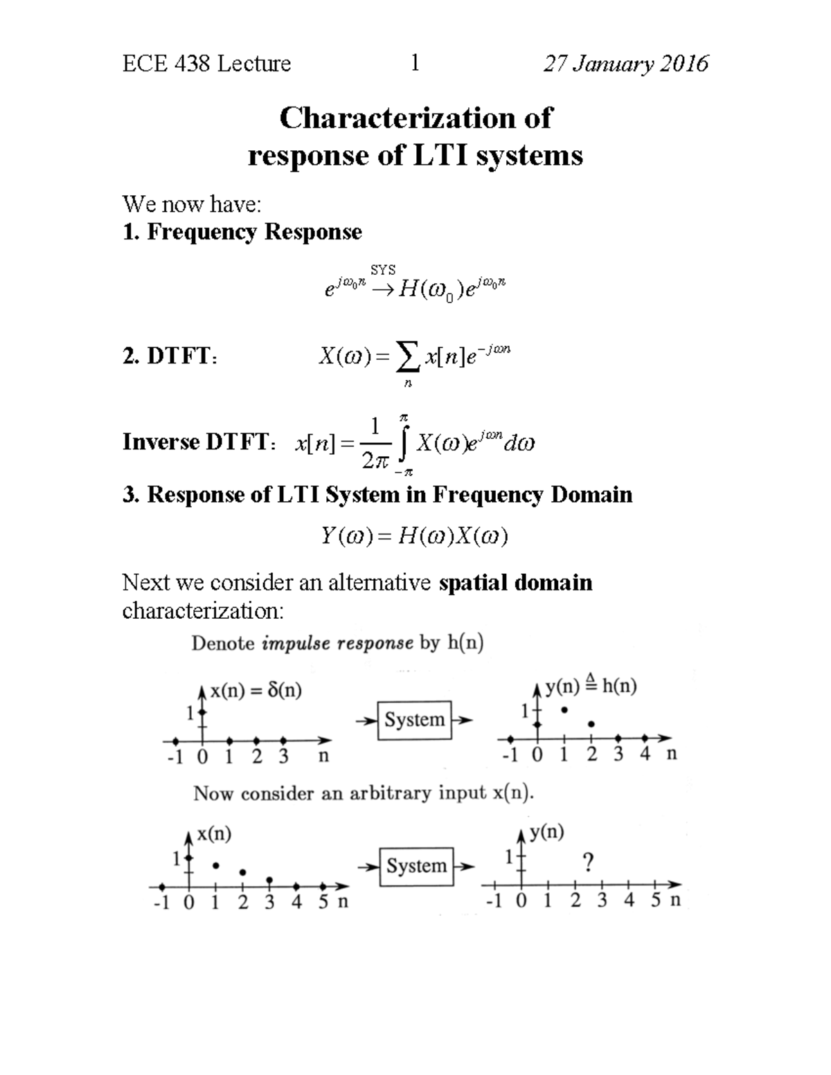 Lecture 1 - 2016-2017 - ENGR 221 - Characterization of response of LTI ...