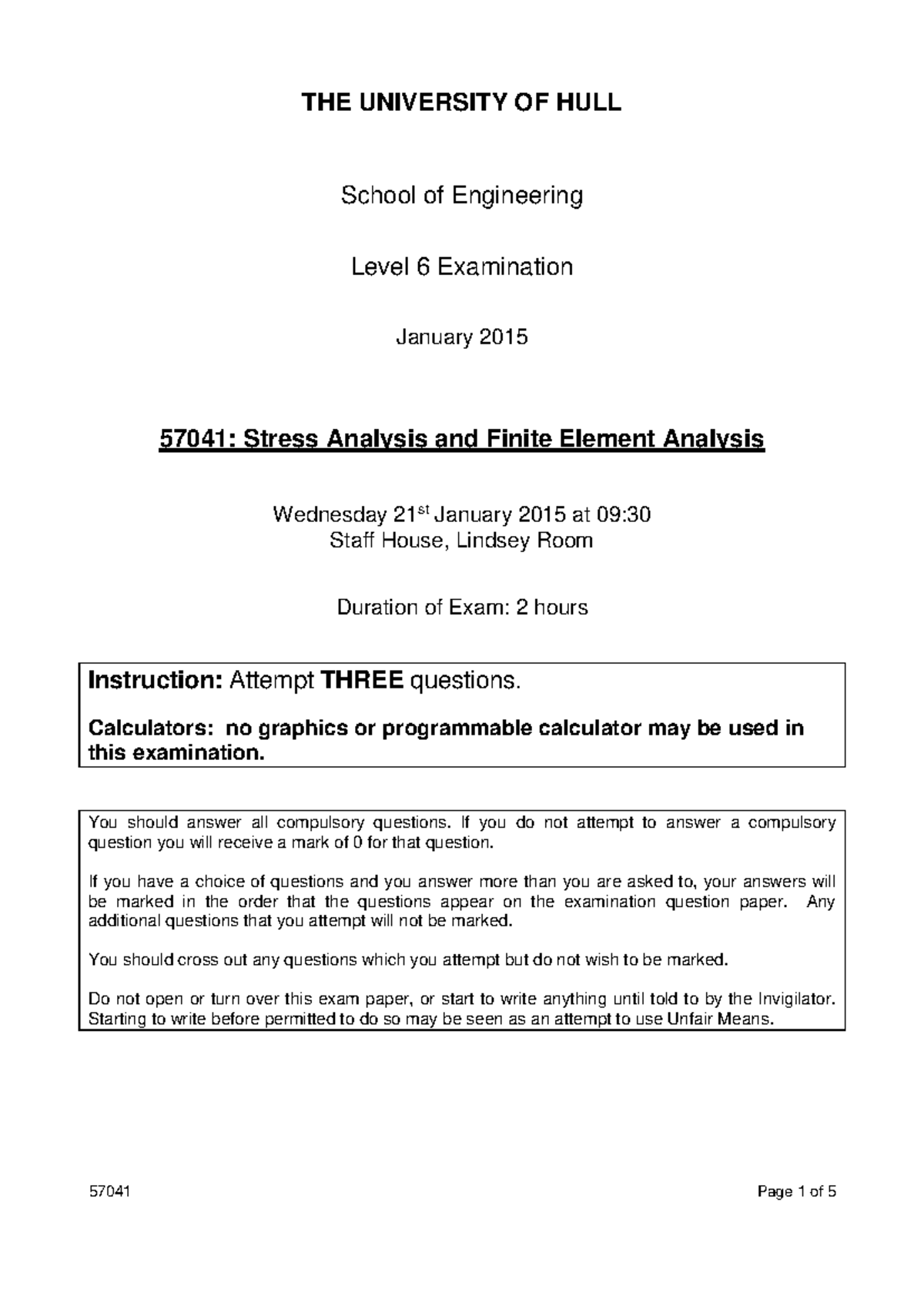 Exam May 2015, questions and answers - THE UNIVERSITY OF HULL School of ...