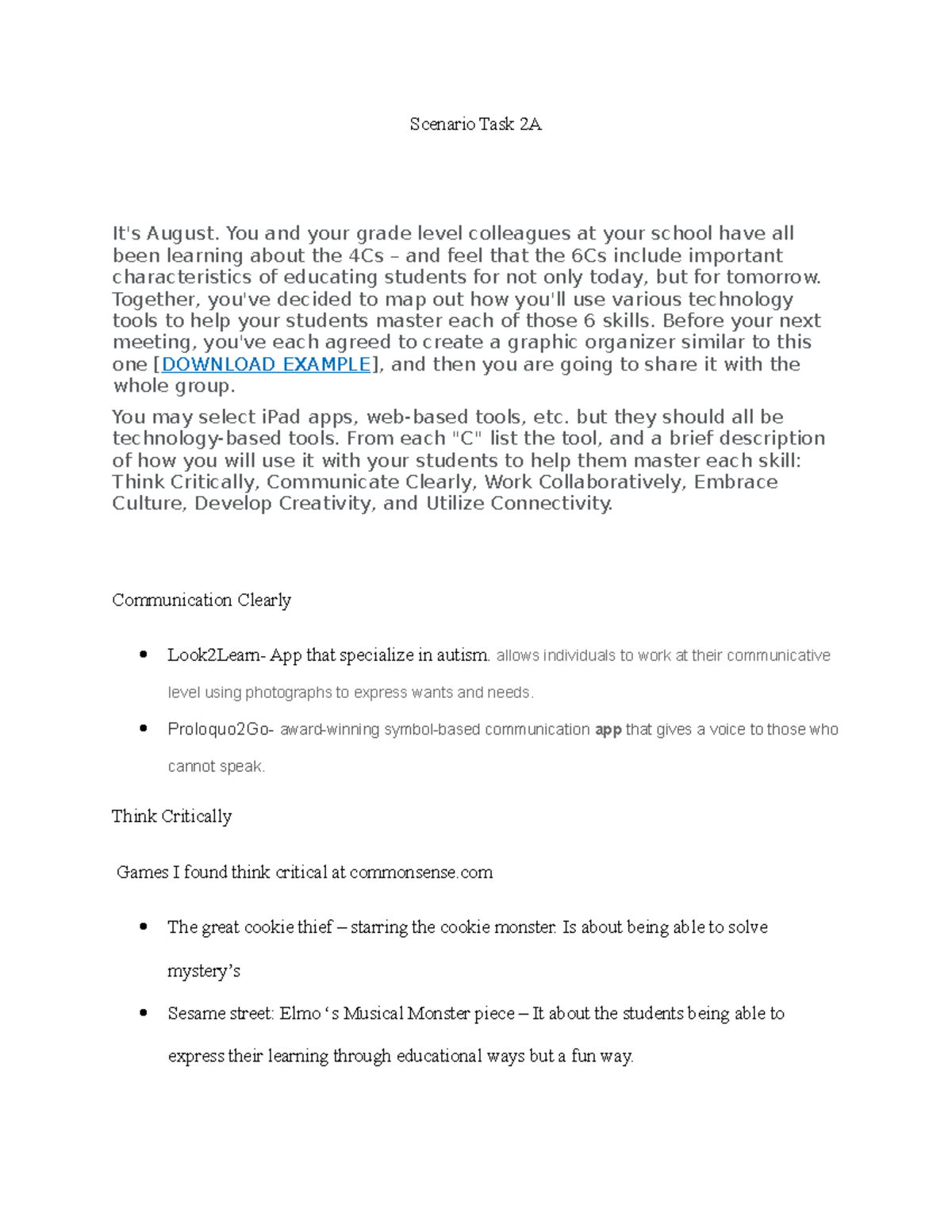 Scenario Task 2A - A assignment for the module 2 - Scenario Task 2A ...