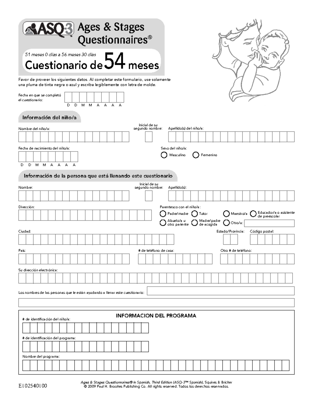 ASQ 3 54 Meses Kjk Ages Stages Questionnaires In Spanish Third