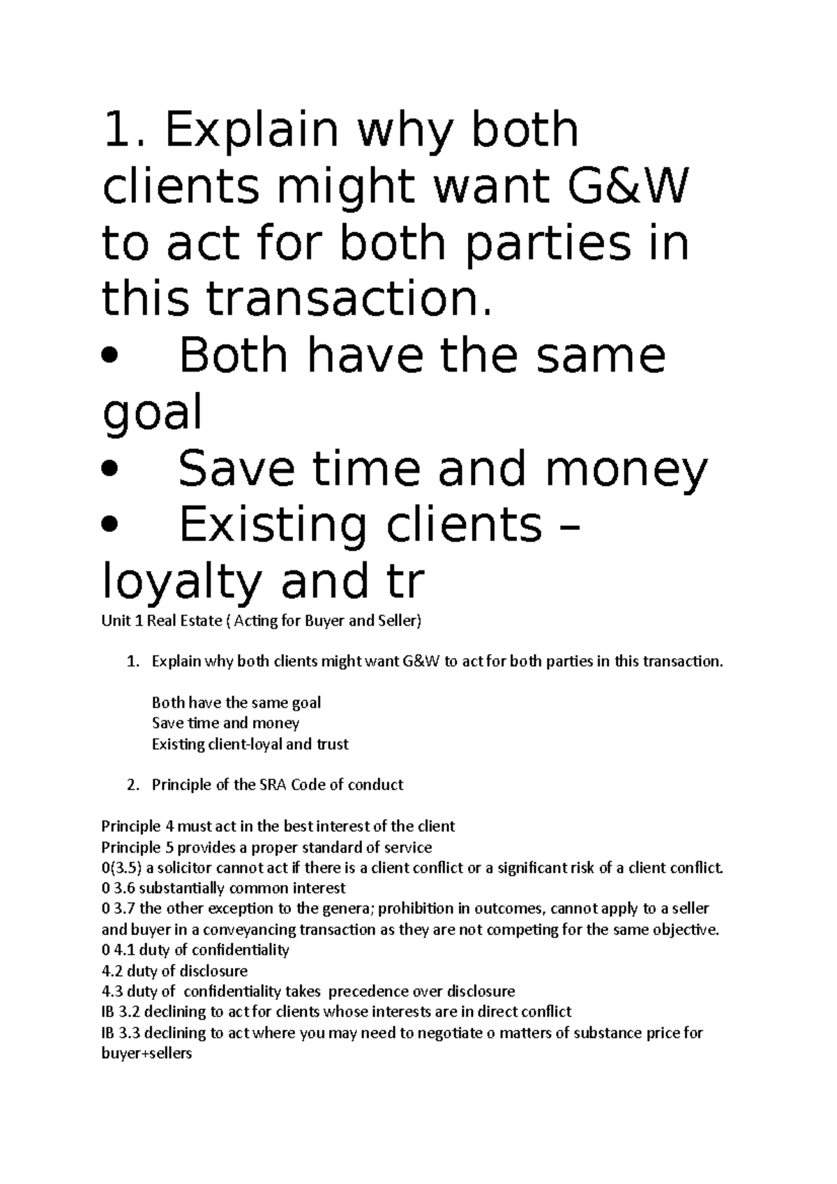 Real Estate Unit 1 Engage Task 1 1. Explain why both clients might