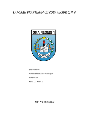 Laporan Praktikum Uji Karbon Hidrogen Dan Oksigen Studocu