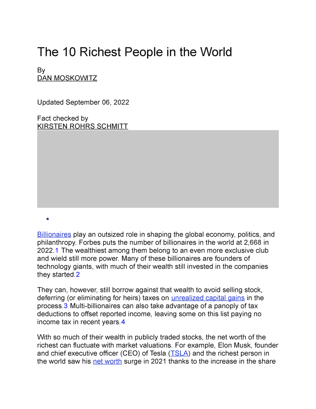 essay about richest person in the world