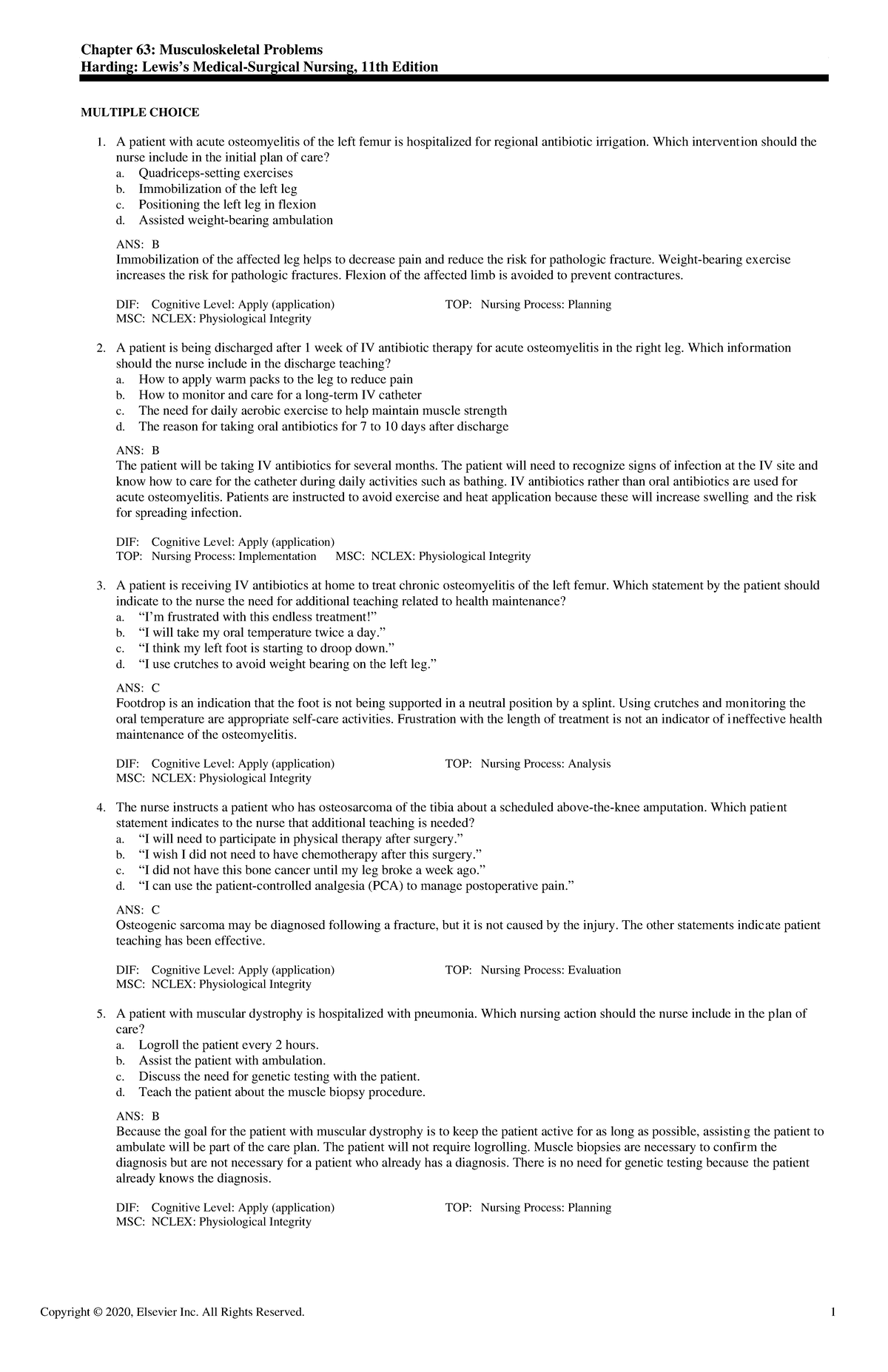 Exam View - CH0063 Harding 11e TB - Chapter 63: Musculoskeletal ...