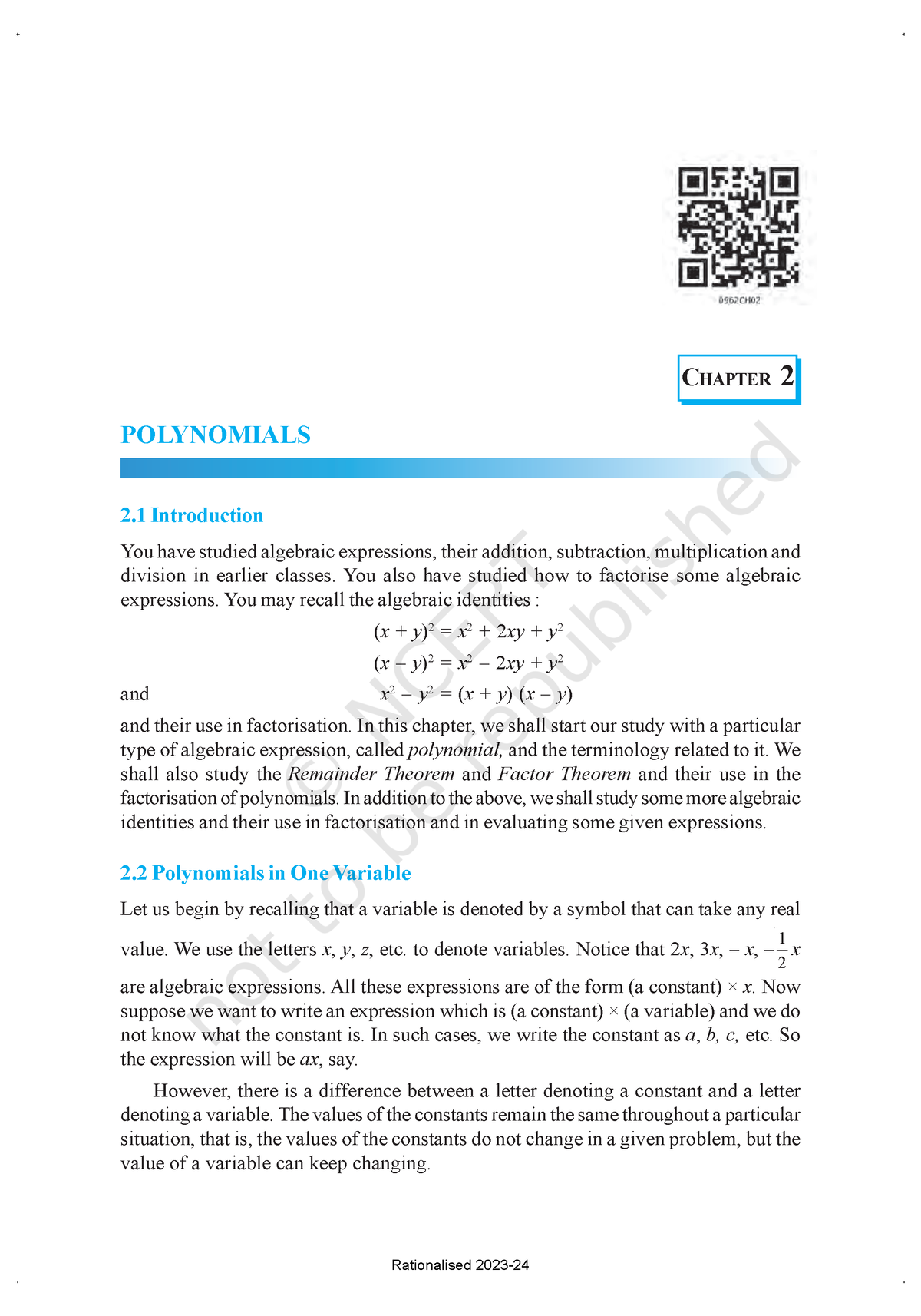 Iemh102 - Maths TBK - POLYNOMIALS 25 CHAPTER 2 POLYNOMIALS 2 ...