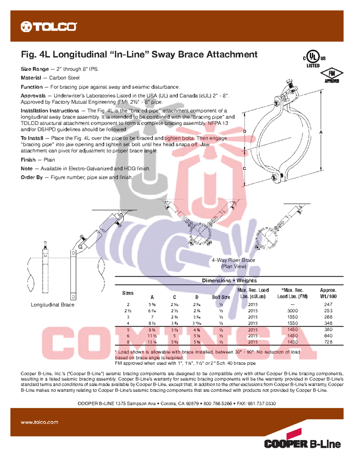 Figura-4L - Longitudinal Brace tolco Fig. 4L Longitudinal “In-Line ...