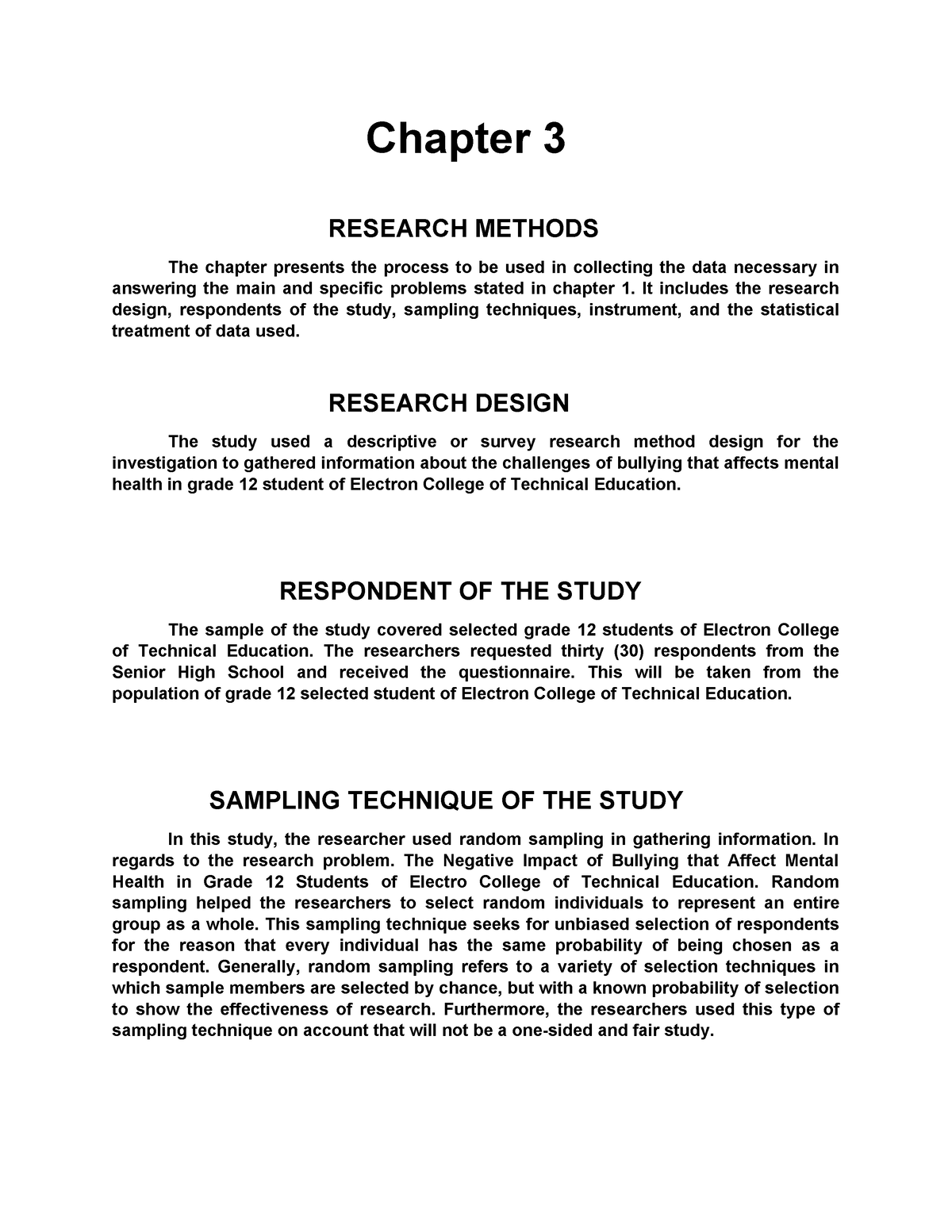 how to make chapter 3 in practical research 1