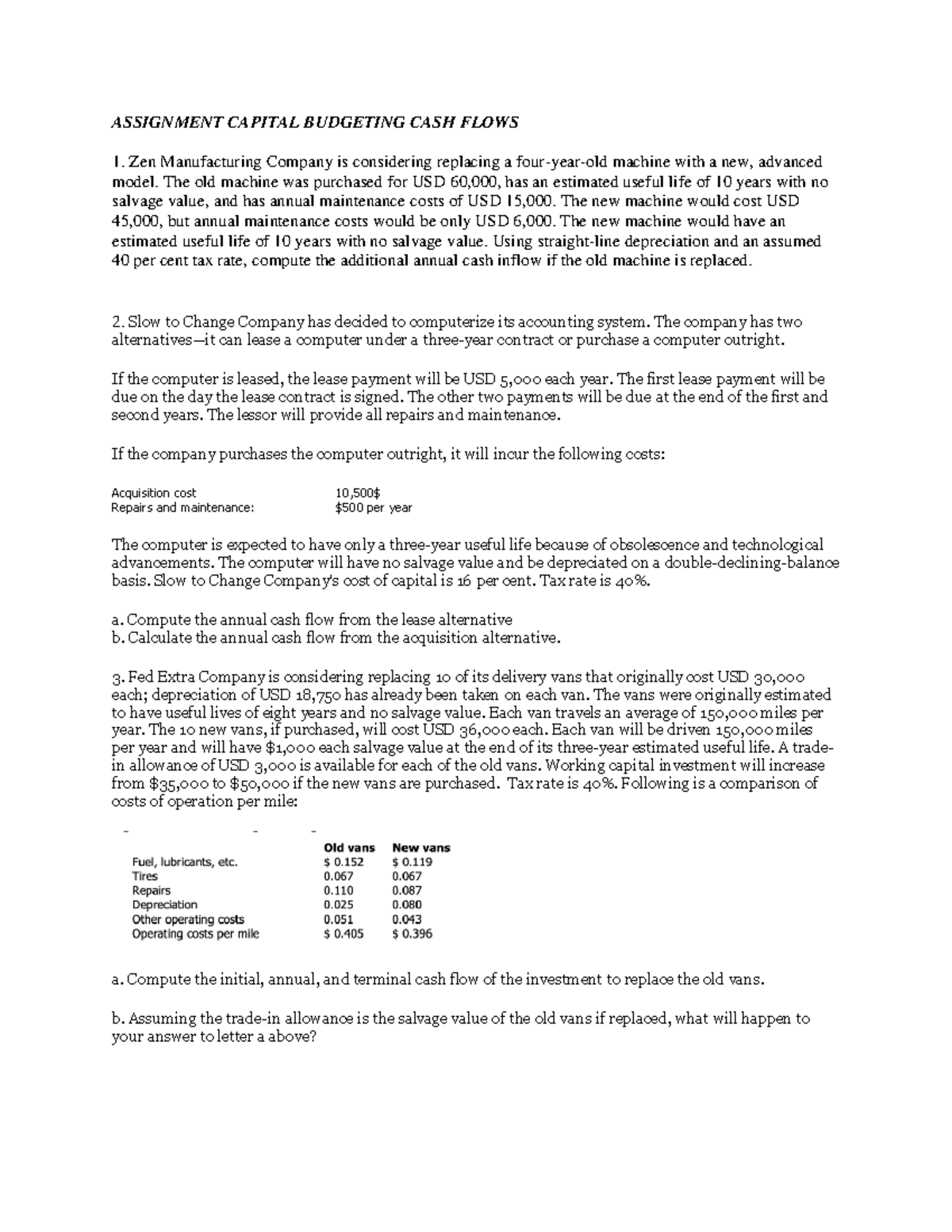 Assignment Capital Budgeting CASH Flows - Accounting - Mapúa - Studocu