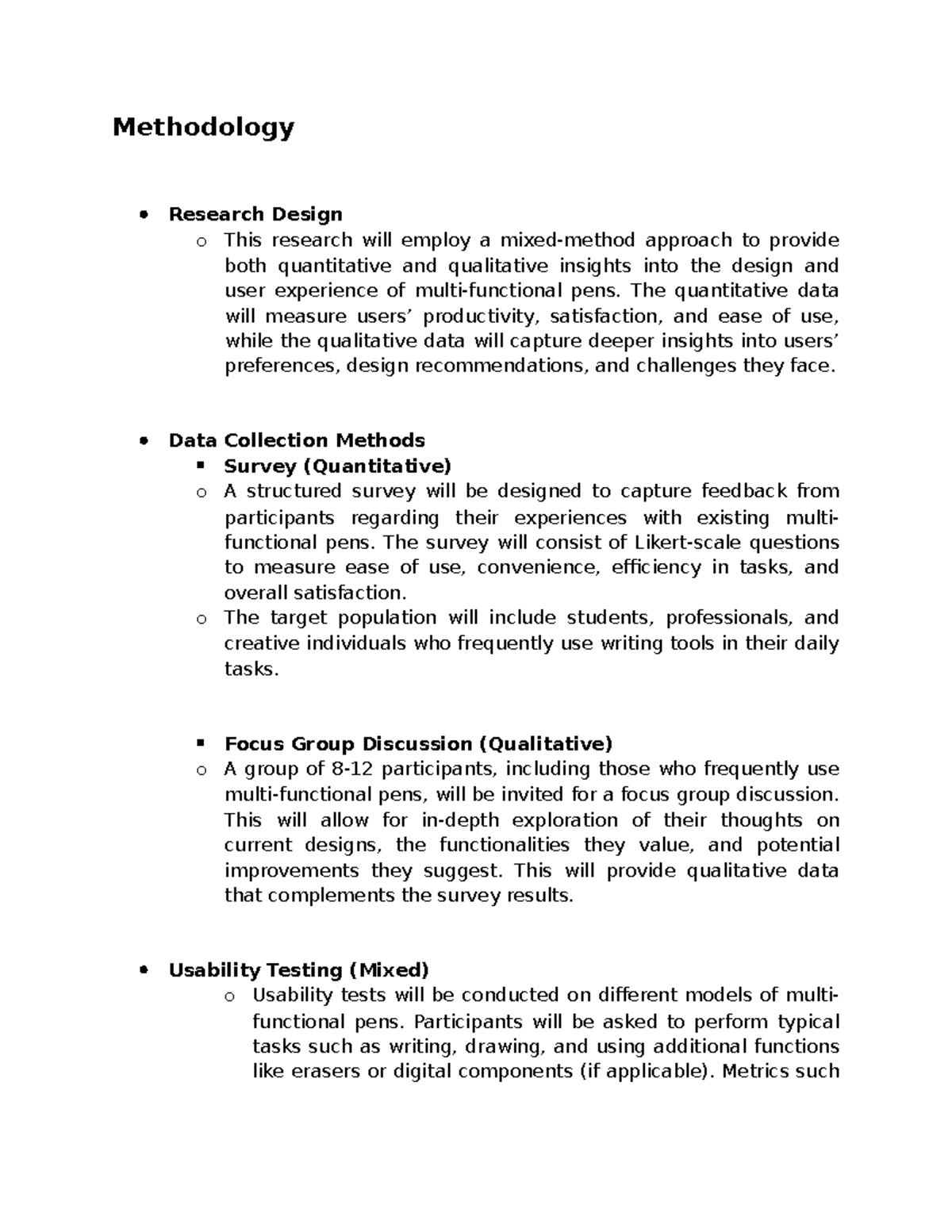 METHODOLOGY RESEARCH - Methodology Research Design o This research will ...
