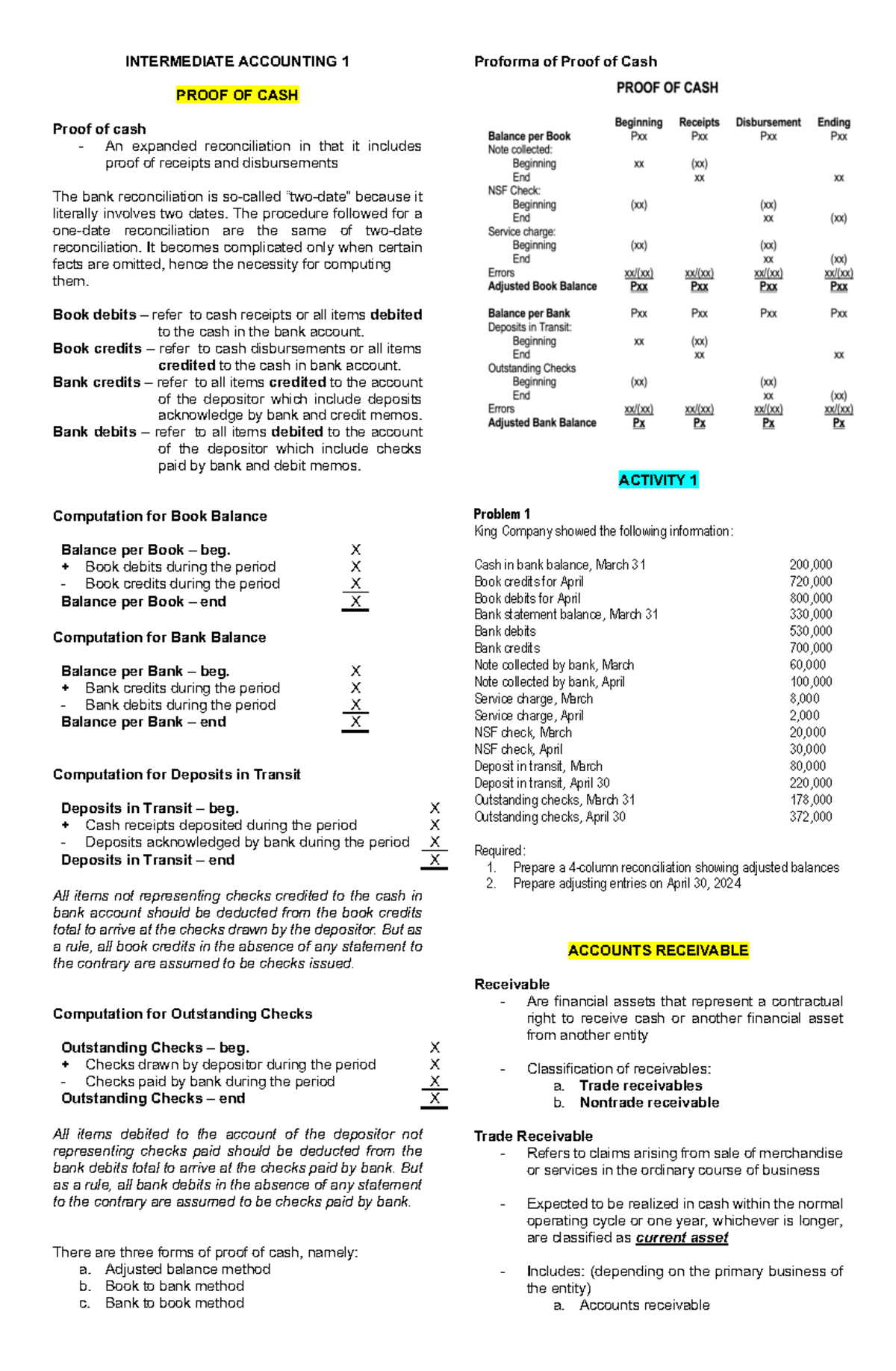 2 Proof-of-Cash-and-Accounts-Receivable-Activity - INTERMEDIATE ...