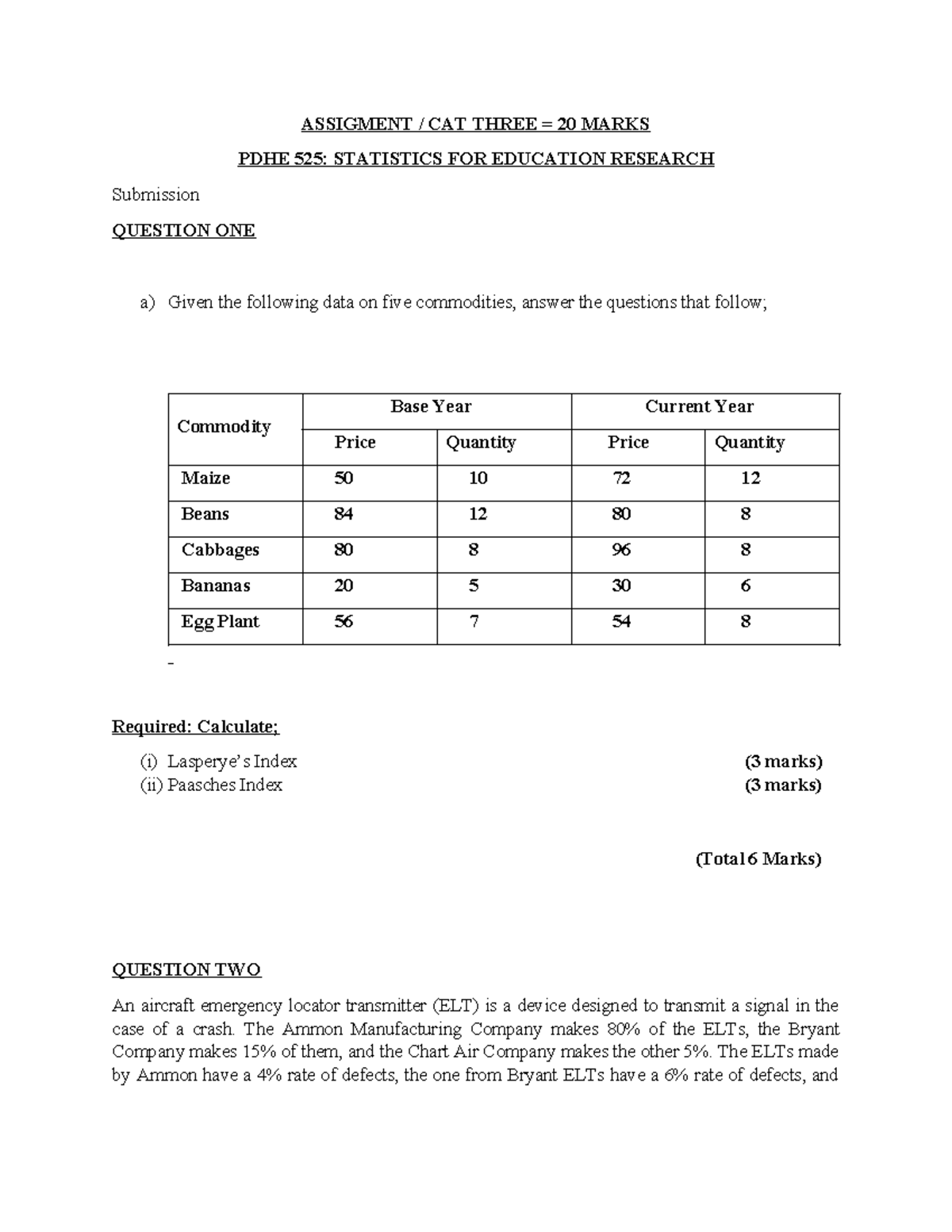 Assigment Three PDHE 525 Statistics FOR Education Research - ASSIGMENT ...