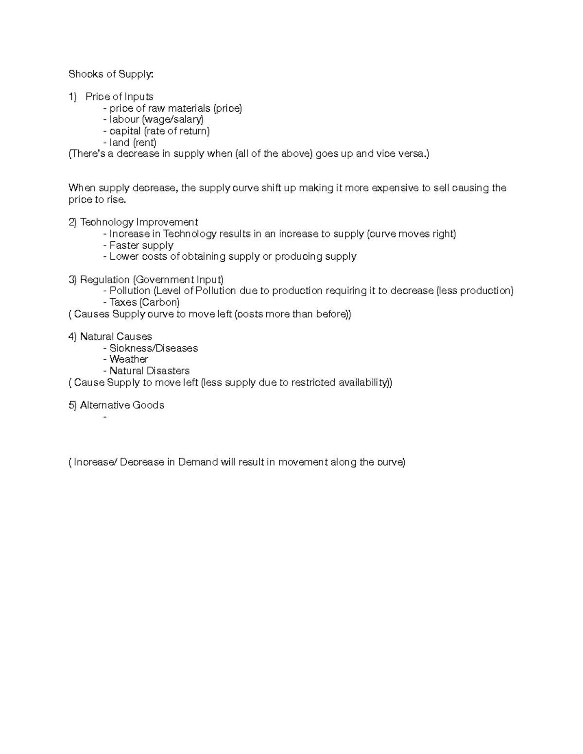 Econ Ch 3 LEC - Lecture notes Chapter 3 - Shocks of Supply: Price of ...