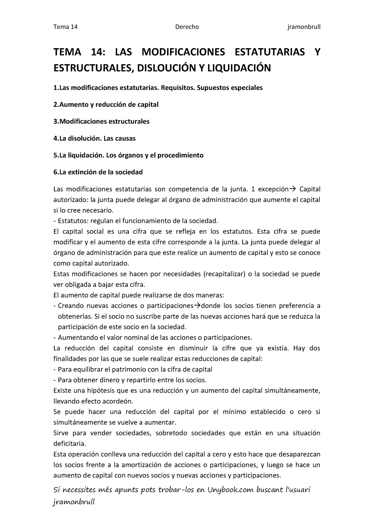 Derecho Tema 14 Las Modificaciones Estatuarias Y Estructurales ...