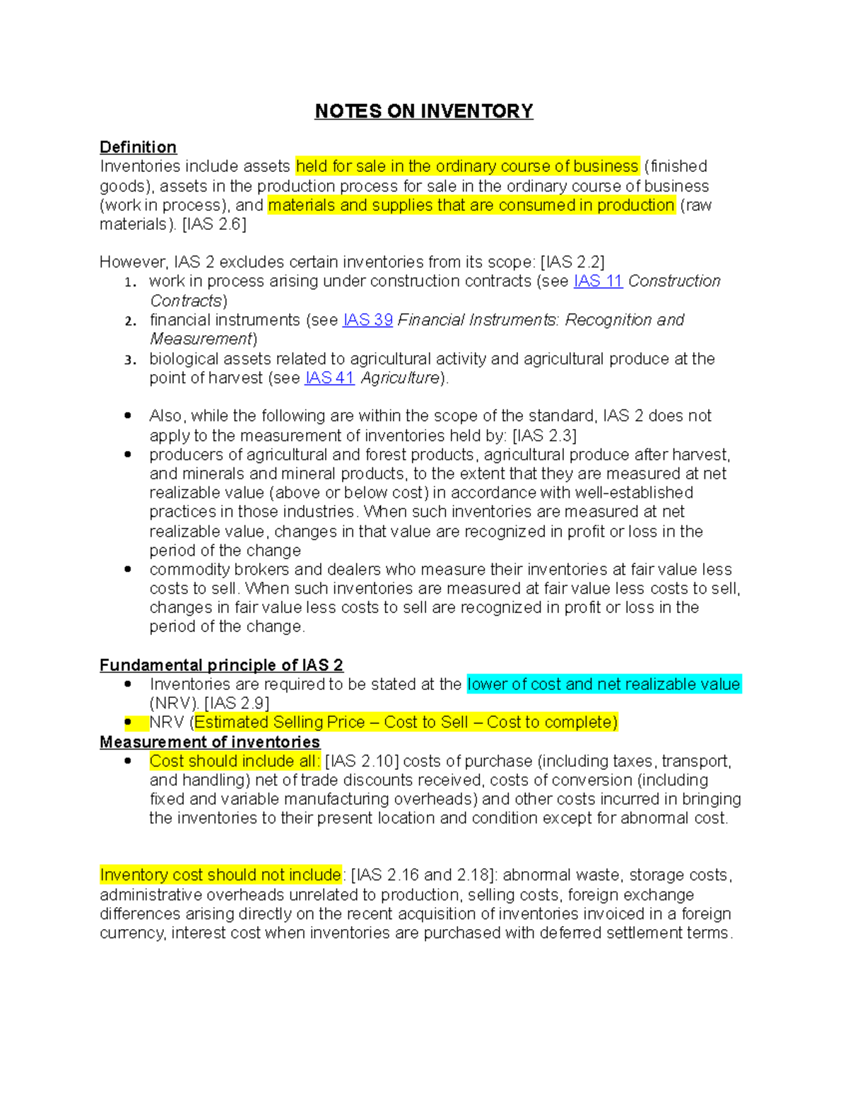 Notes ON Inventory Upload NOTES ON INVENTORY Definition Inventories 