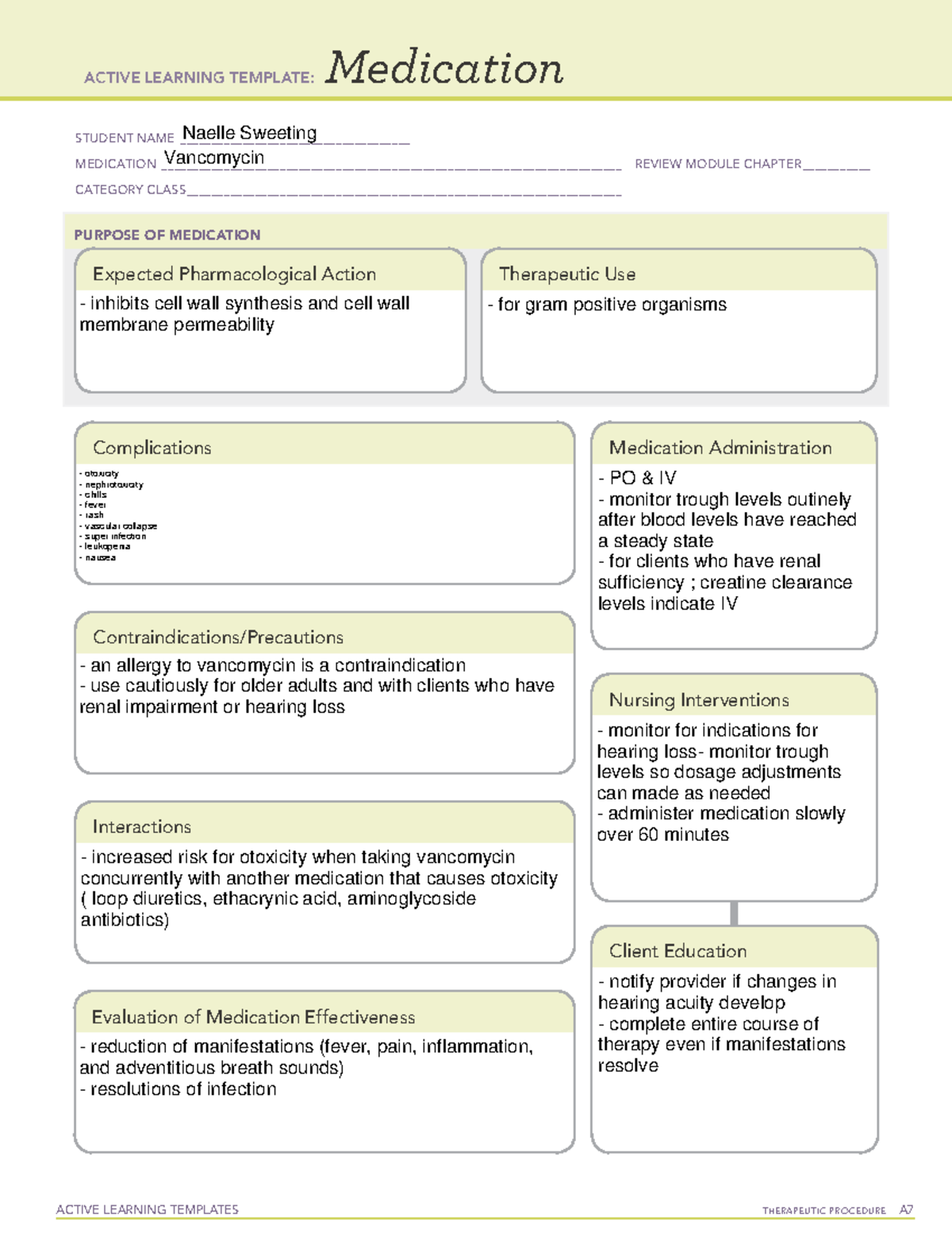 Active Learning Template medication (9) - ACTIVE LEARNING TEMPLATES ...