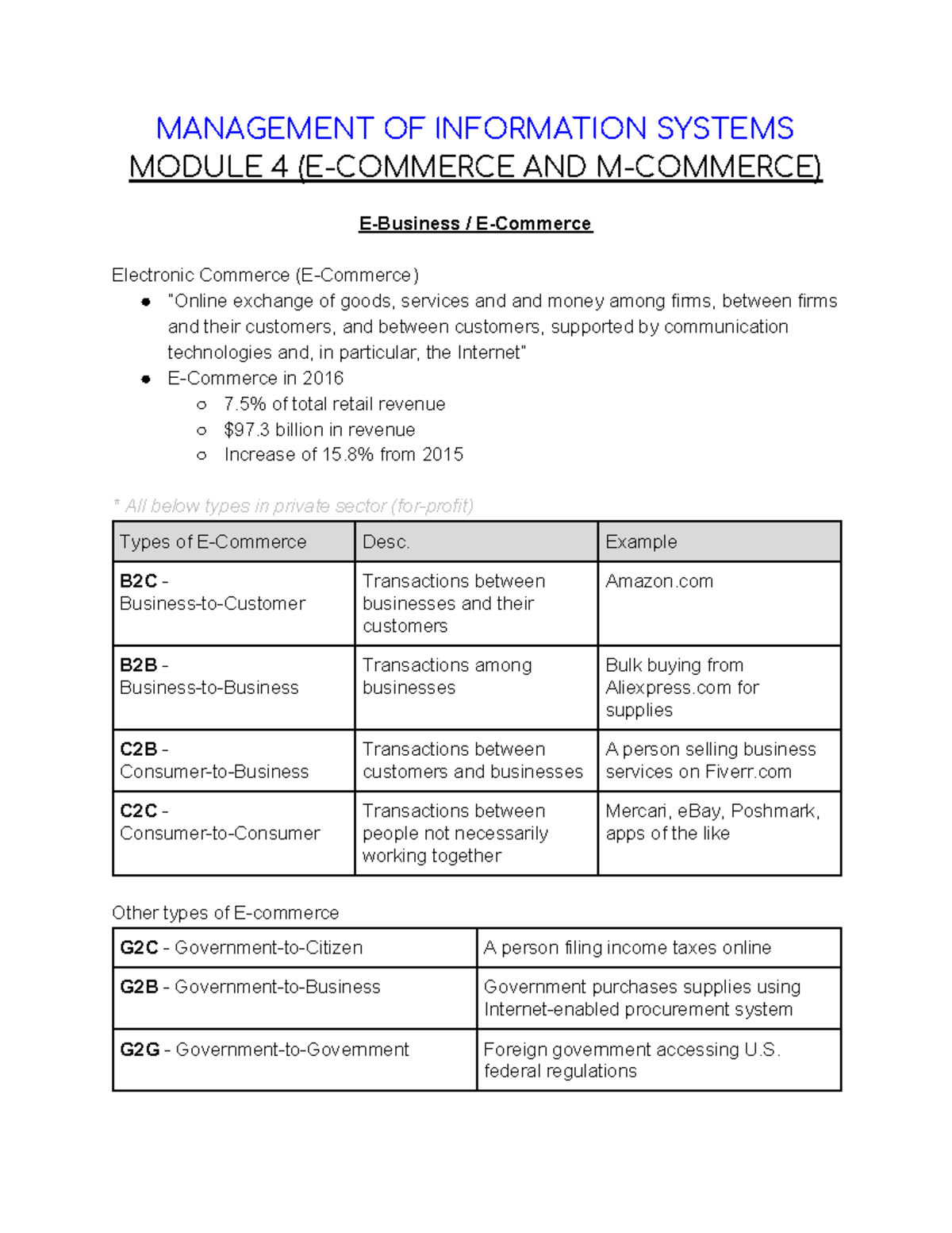 MGT INFO SYS MOD 4 - Lecture notes Module 4 - MANAGEMENT OF INFORMATION ...