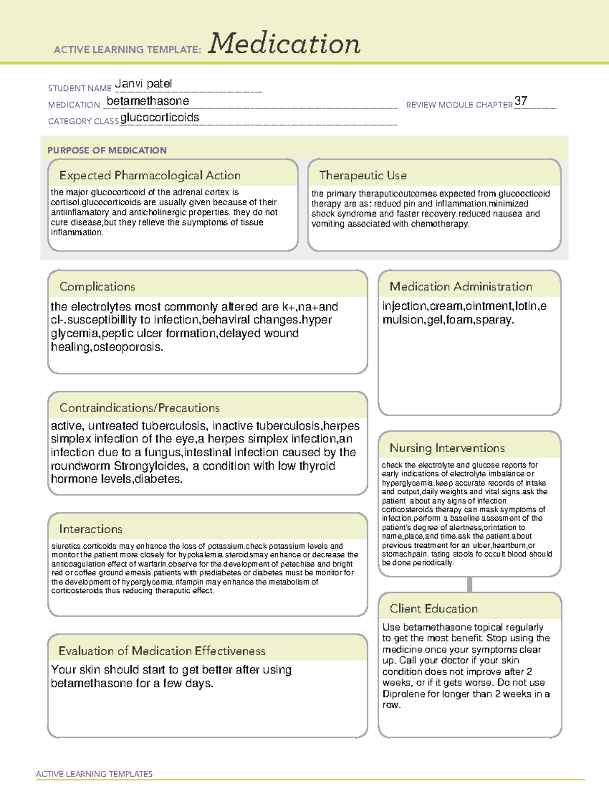 Medication blank drug 11 - ACTIVE LEARNING TEMPLATES Medication STUDENT ...