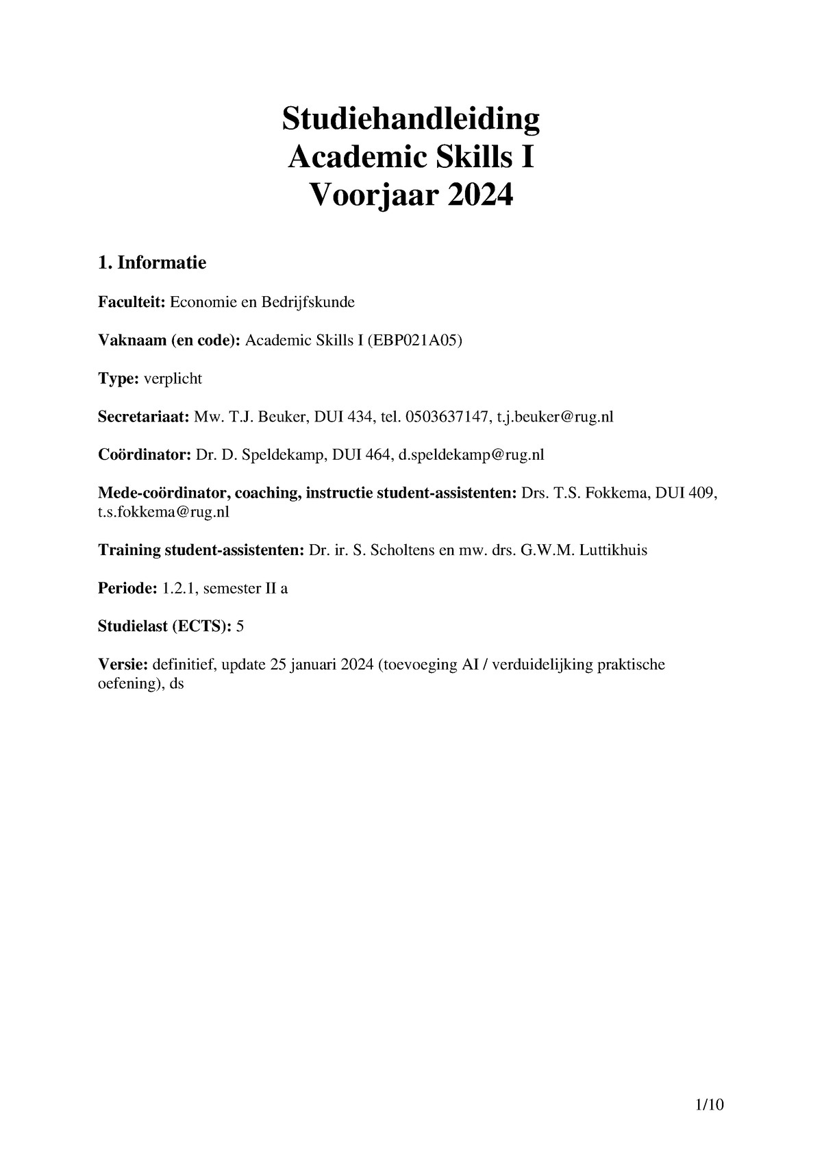 Studiehandleiding AS1 - Final - 25-1-2024 - Studiehandleiding Academic ...