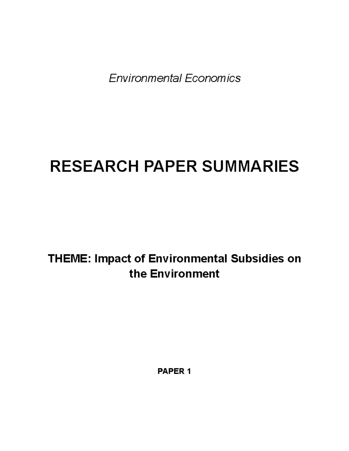 environmental economics research paper