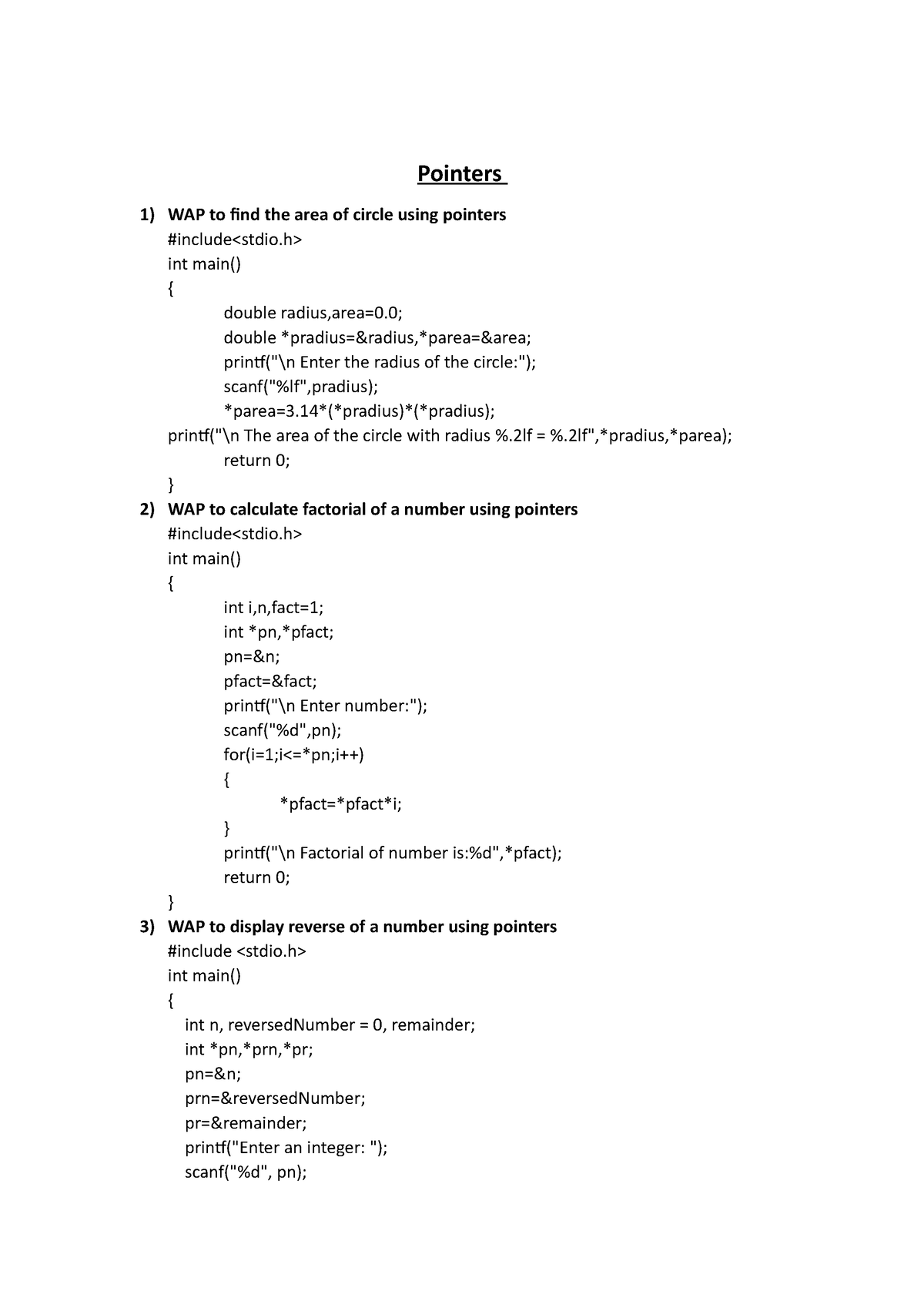 pointers-programs-pointers-wap-to-find-the-area-of-circle-using