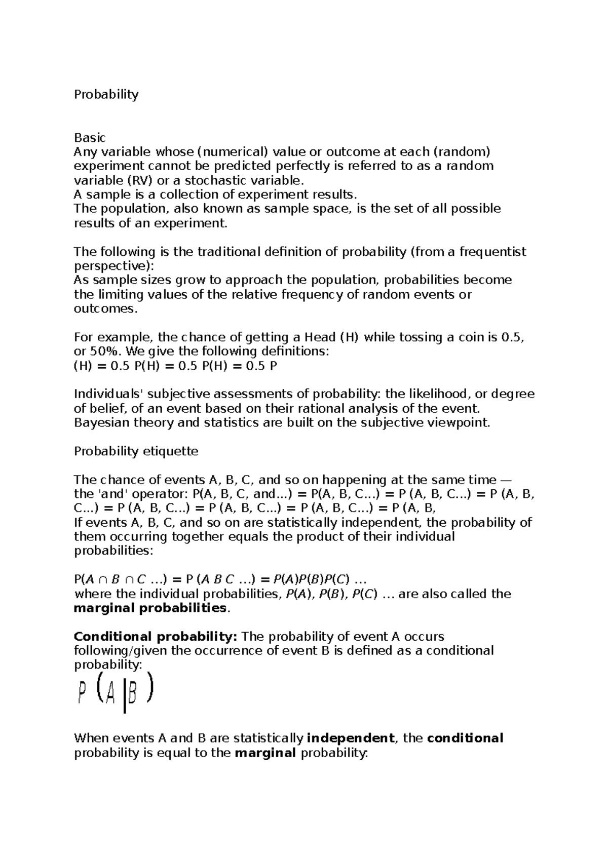 Probability Theory - Lecture Notes 3 - Probability Basic Any Variable ...