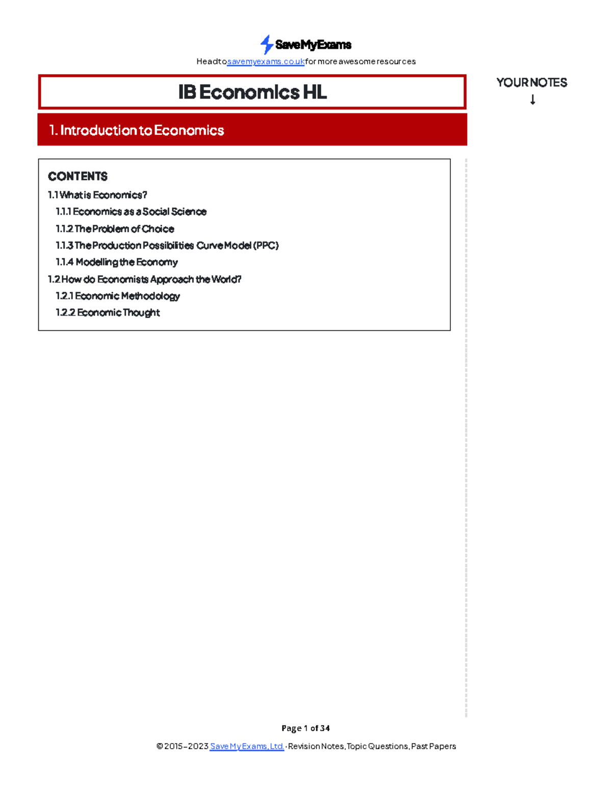 1. Introduction To Economics - Page 1 Of 34 IB Economics HL 1 ...