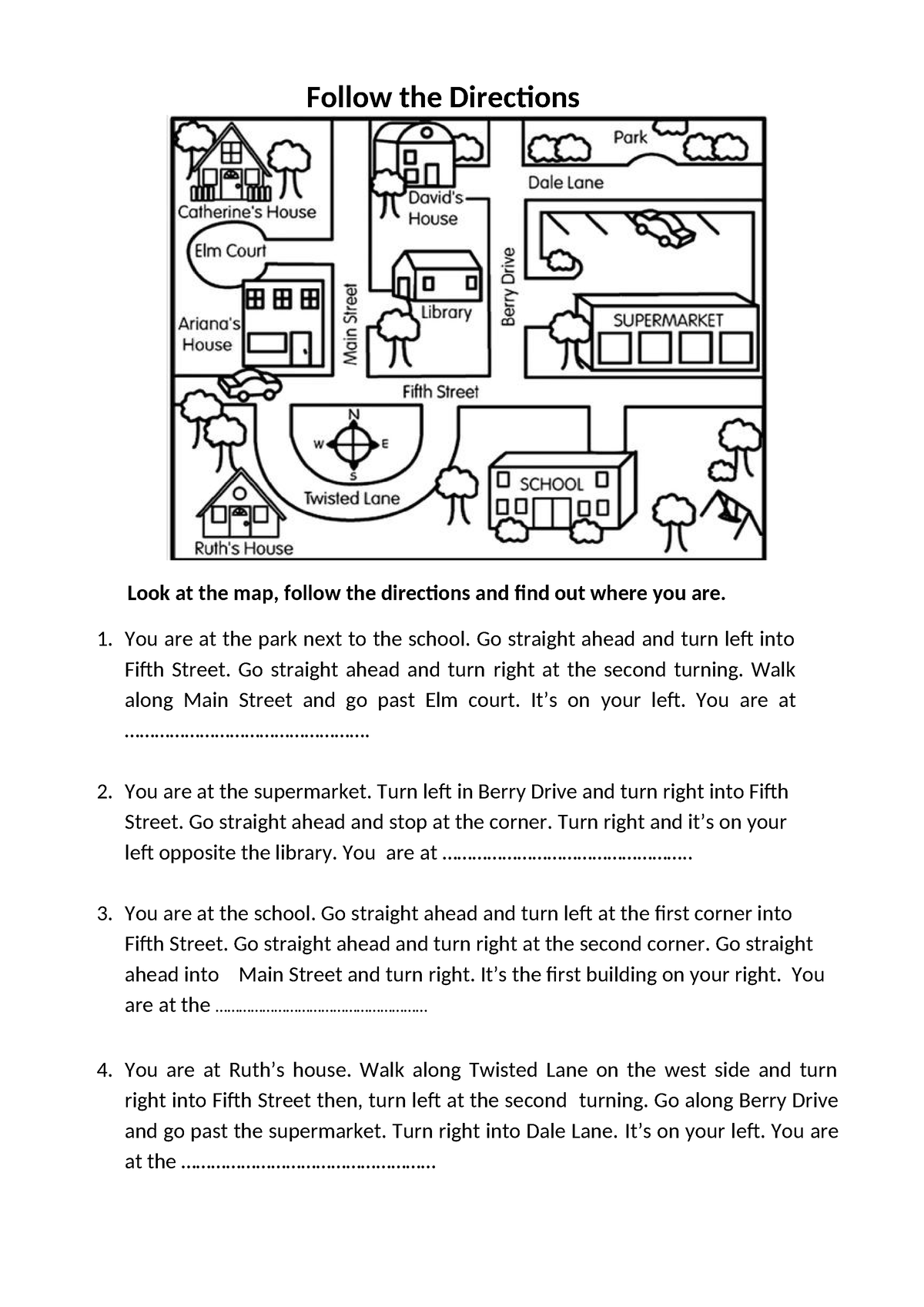 Directions information gap activities reading - Follow the Directions ...