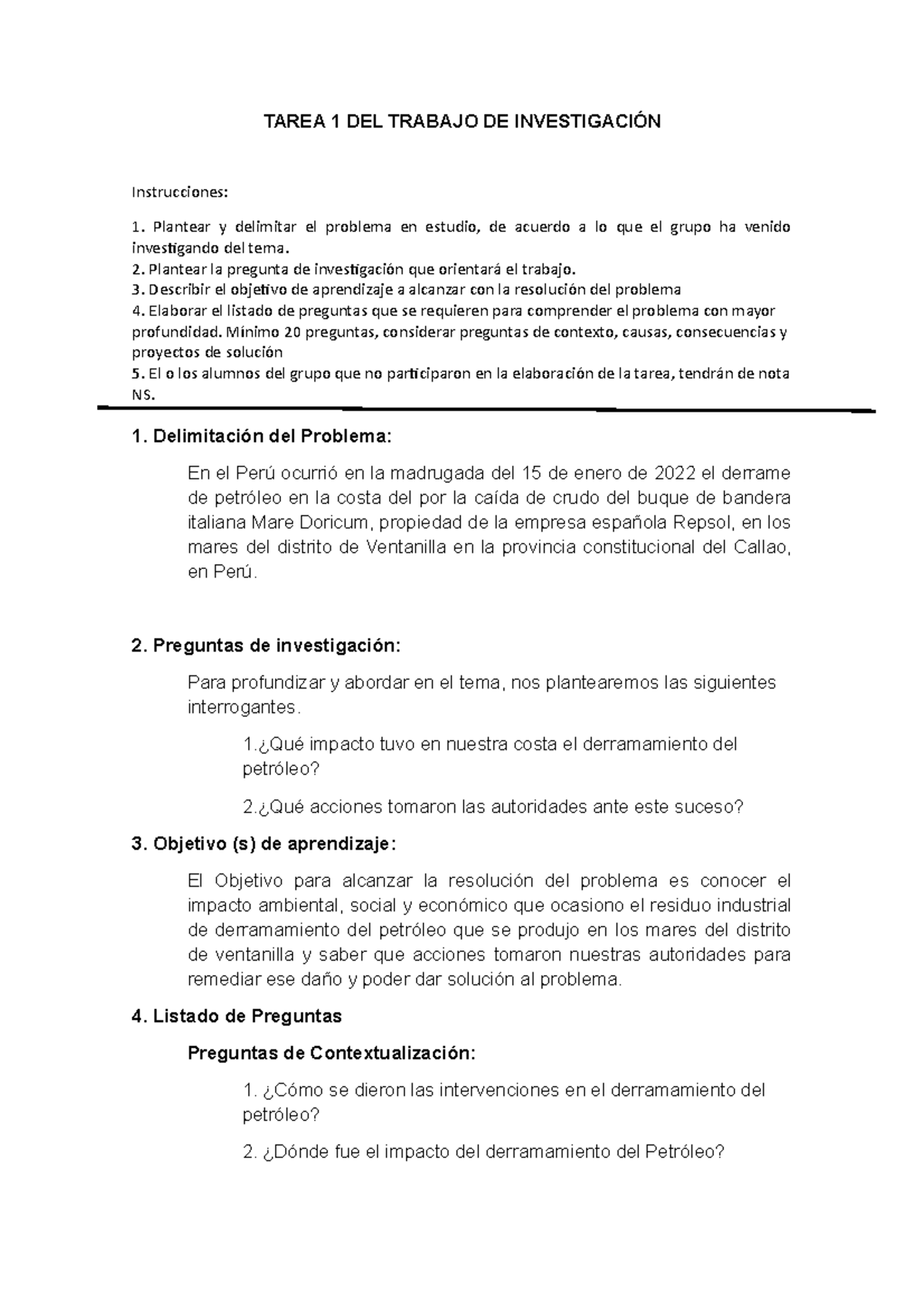 Tarea 1 DEL Trabajo DE Investigación - TAREA 1 DEL TRABAJO DE ...